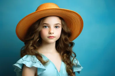 Portrait Of A Young Girl Wearing A Sun Hat