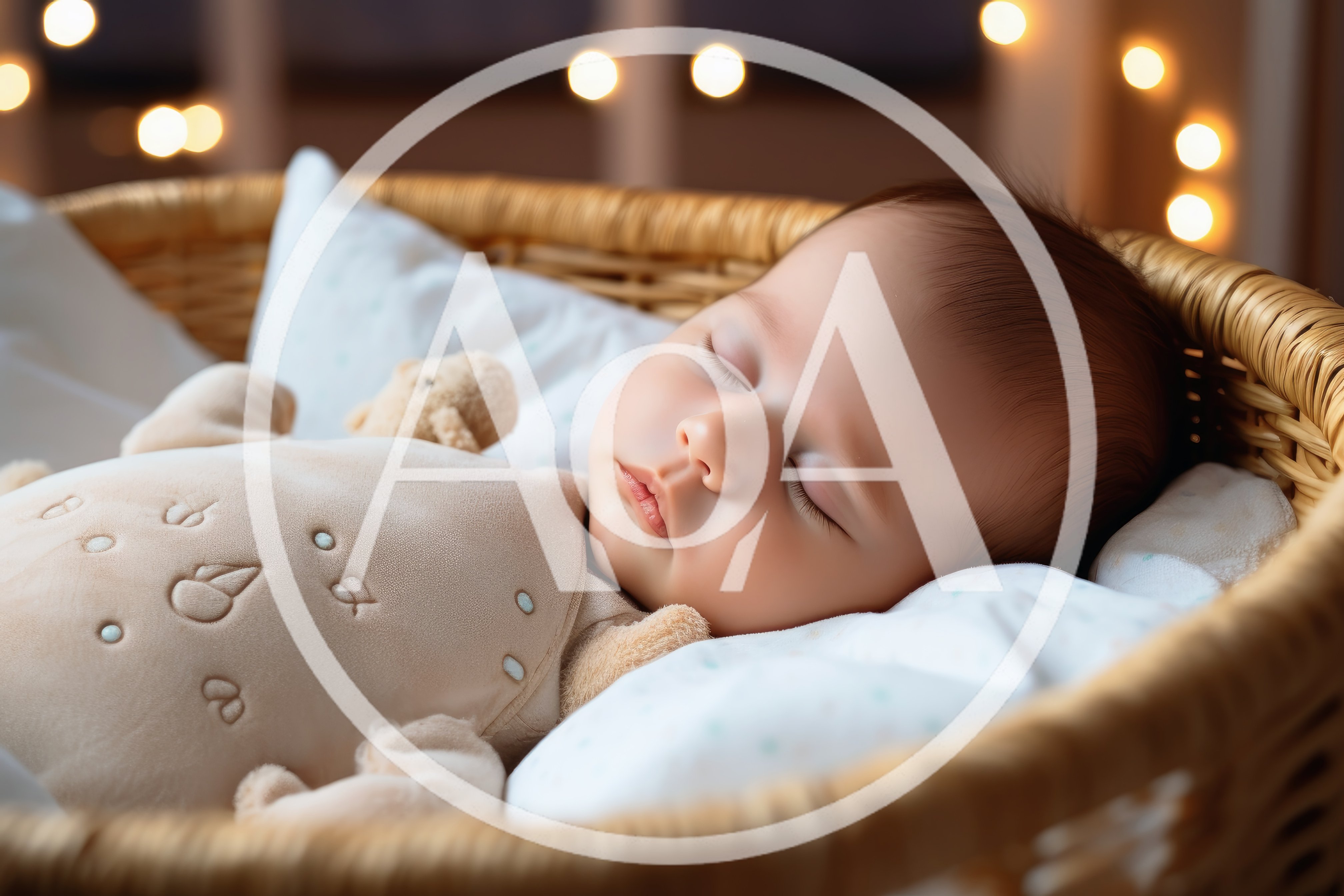 Newborn Baby Sleeping Peacefully In A Wicker Basket