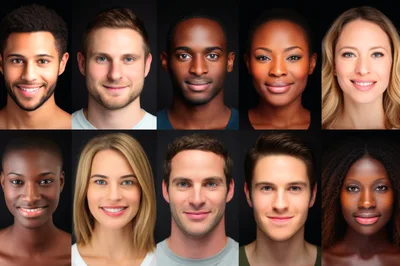 Diverse Group Of People Smiling Portraits