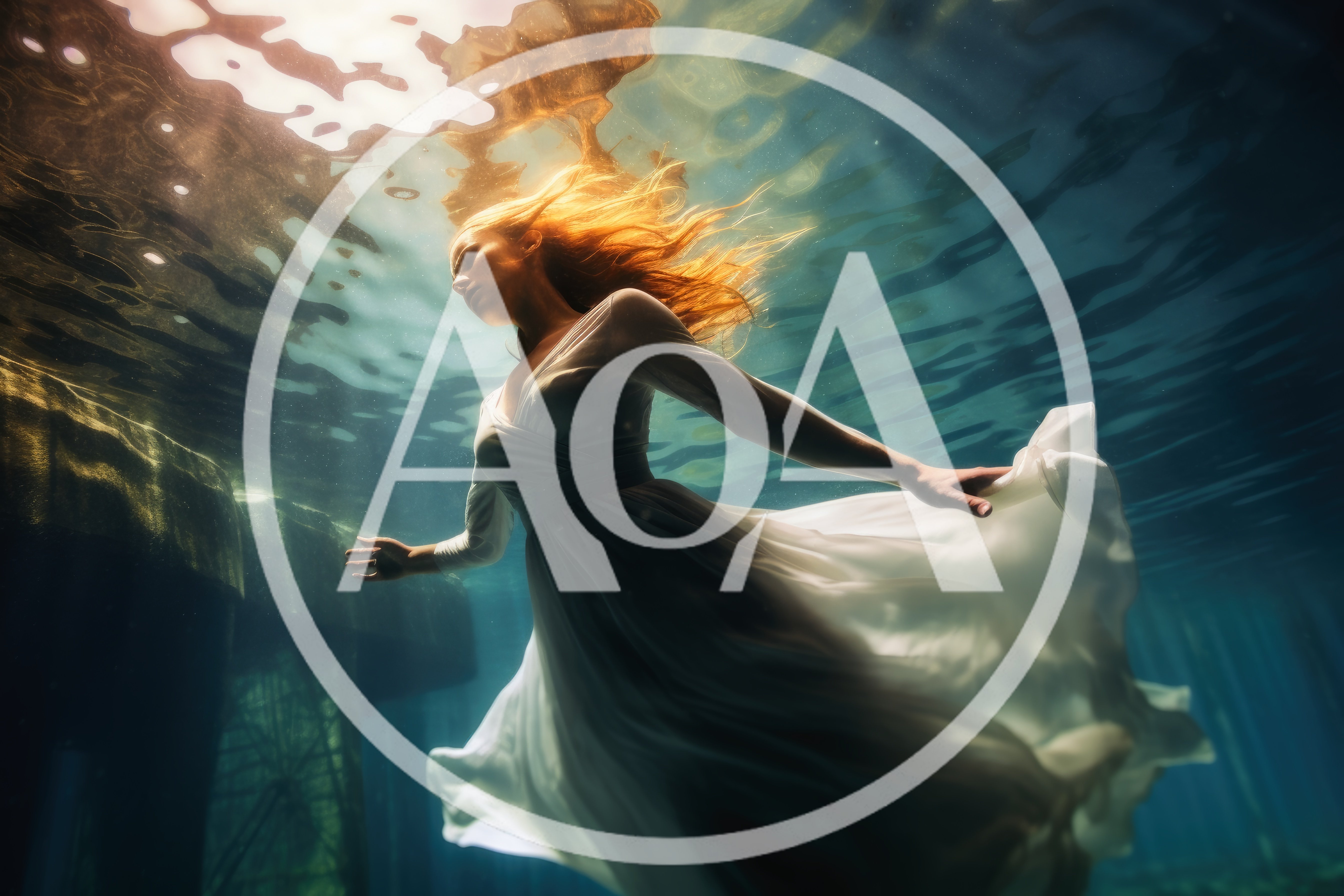 Woman In White Dress Floating Underwater