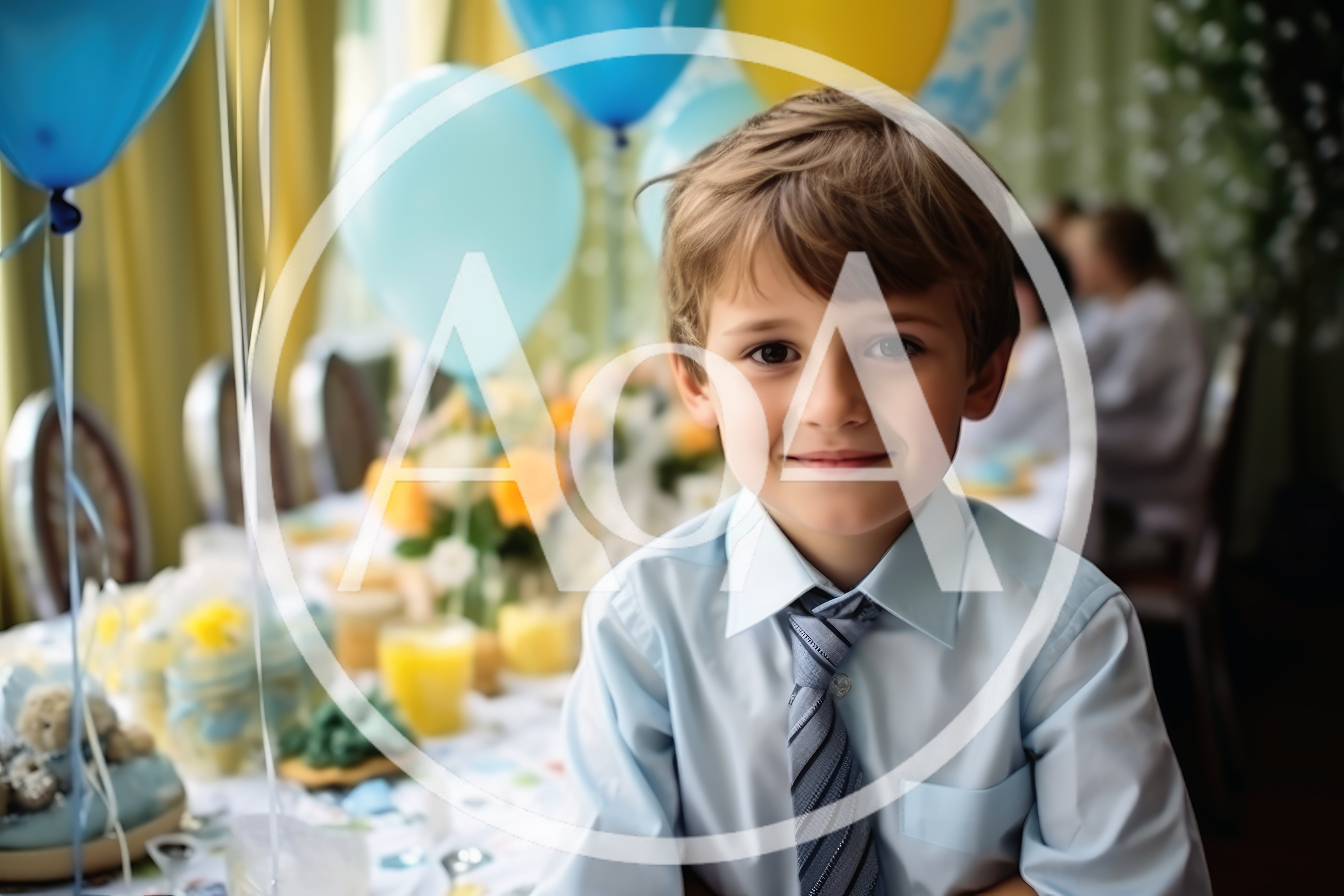Young Boy Wearing A Tie At A Birthday Party
