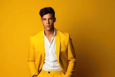 Stylish Young Man Wearing A Vibrant Yellow Suit