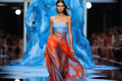 Fashion Model Walking On A High Fashion Runway
