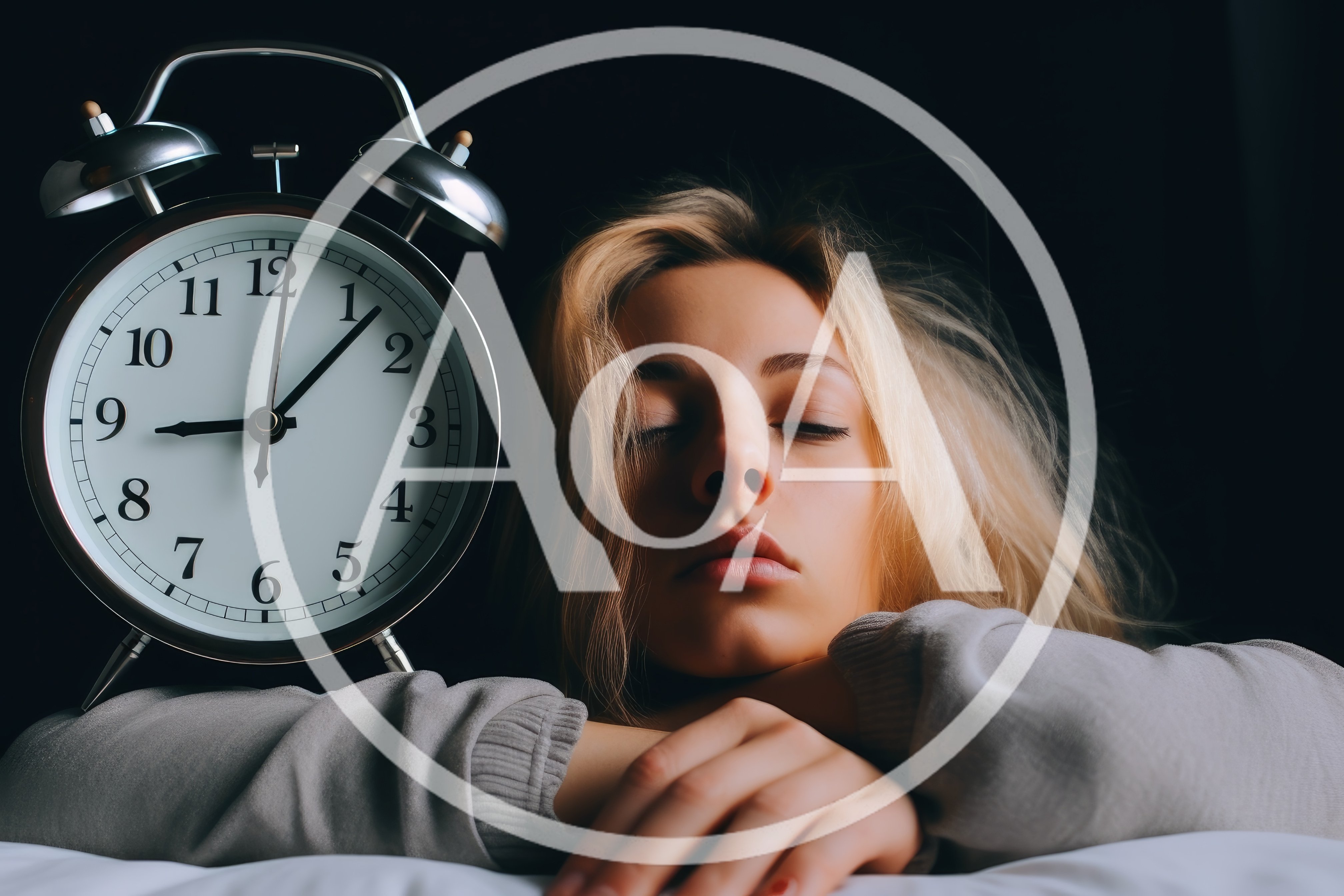 Young Woman Sleeping Beside A Large Alarm Clock