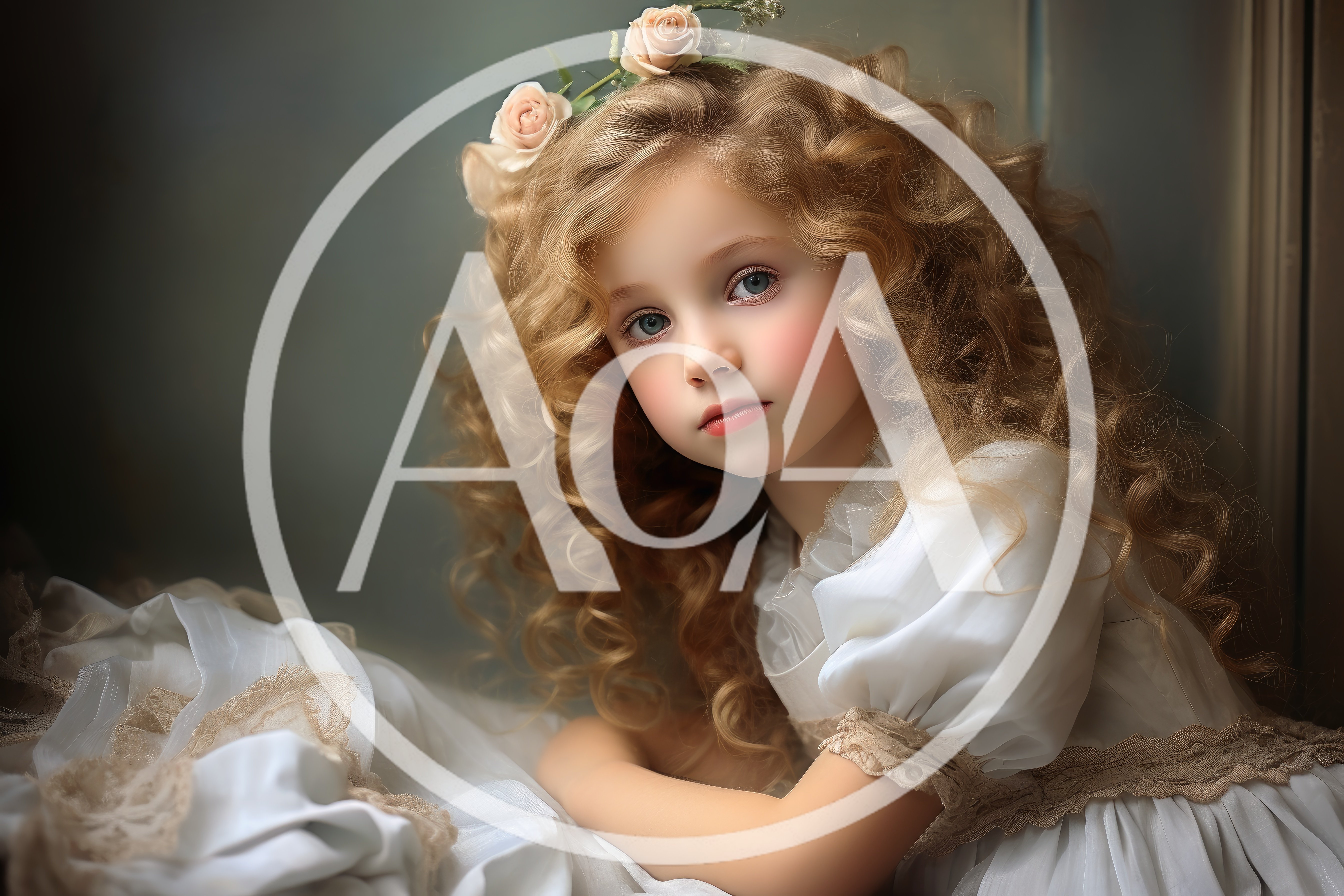 Portrait Of A Young Girl With Curly Blonde Hair