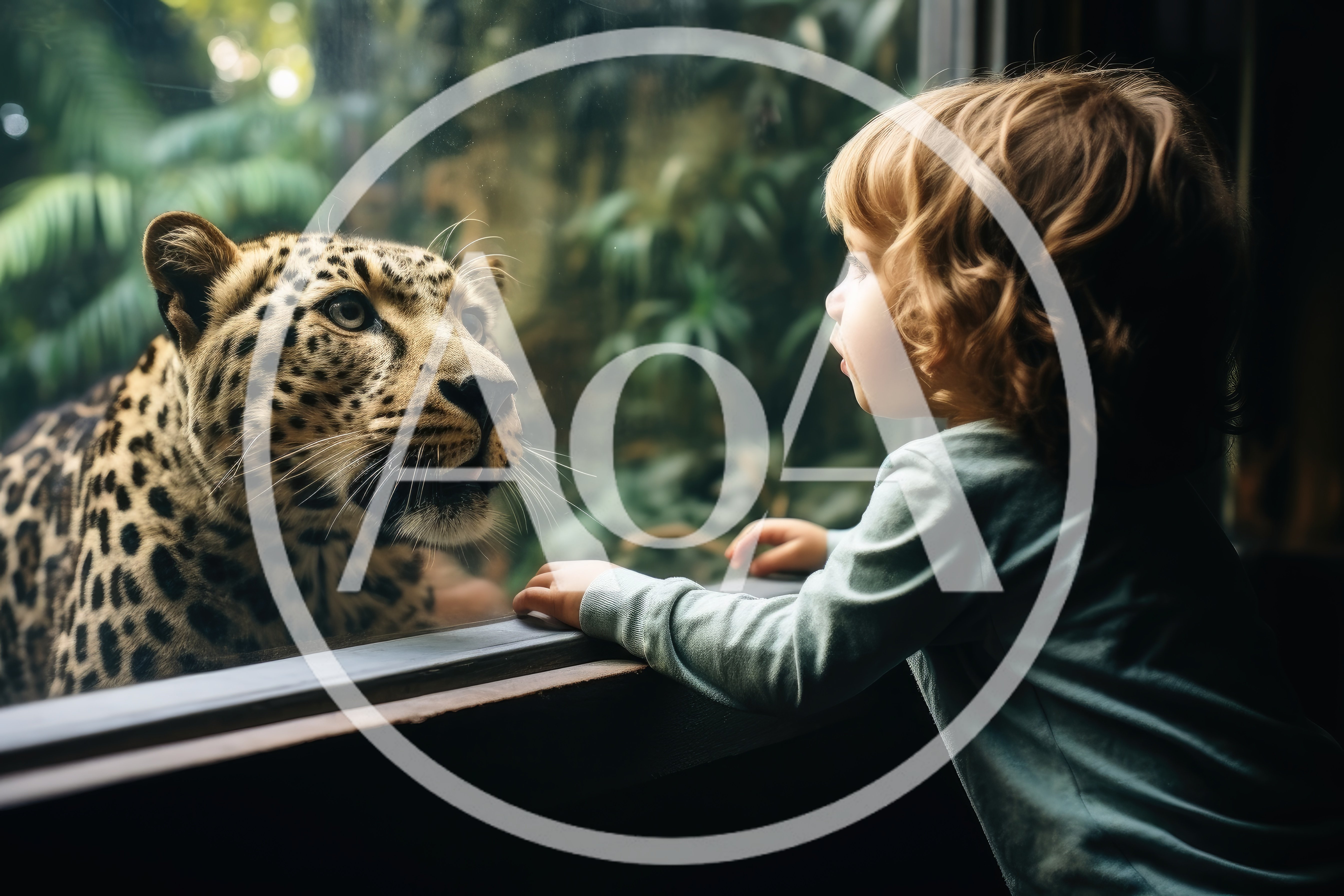 Toddler Observing A Leopard Through Zoo Glass