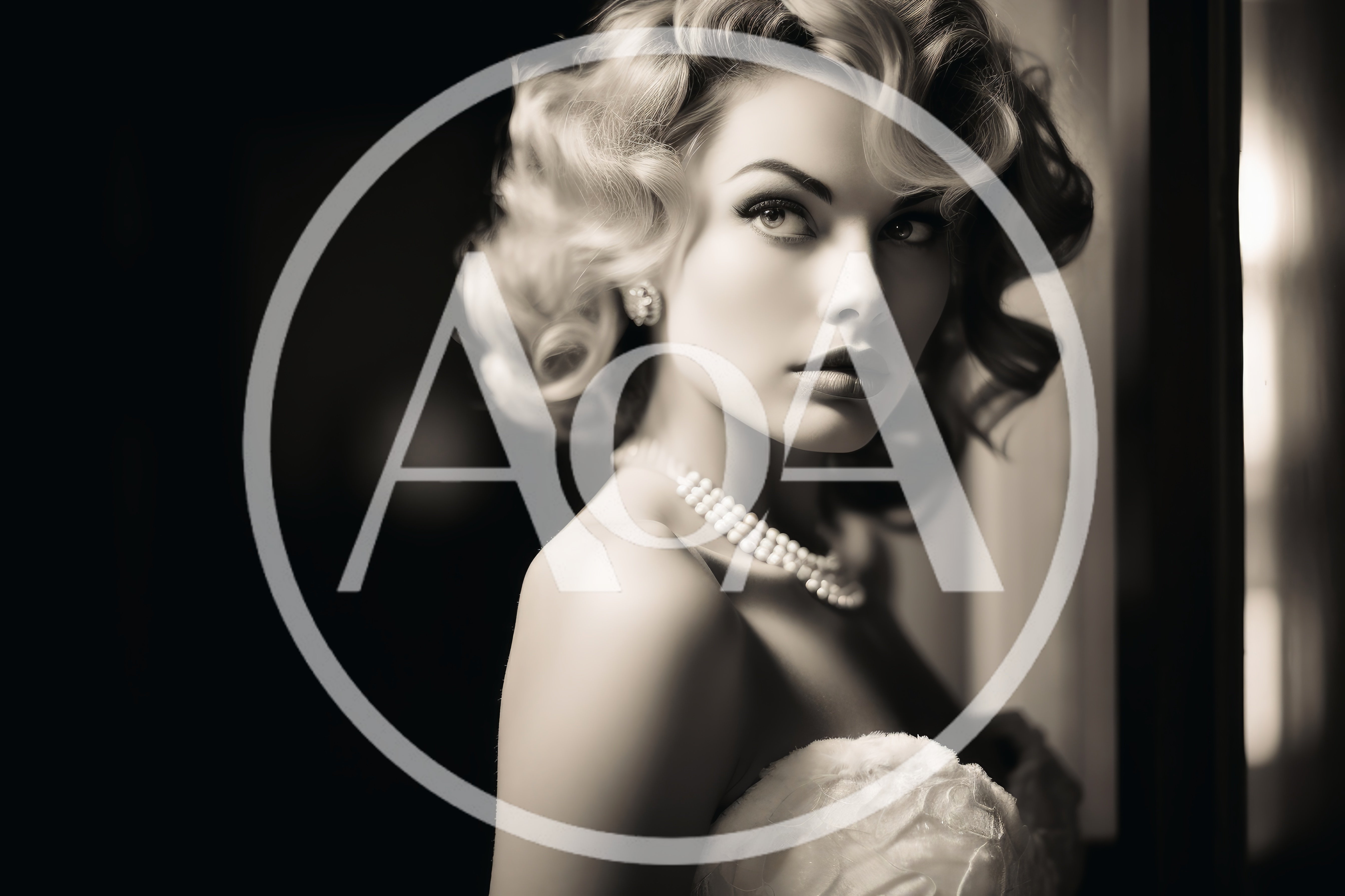 Glamorous Woman With Vintage Hairstyle And Pearl Necklace