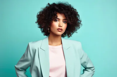 Portrait Of A Confident Woman With Curly Hair