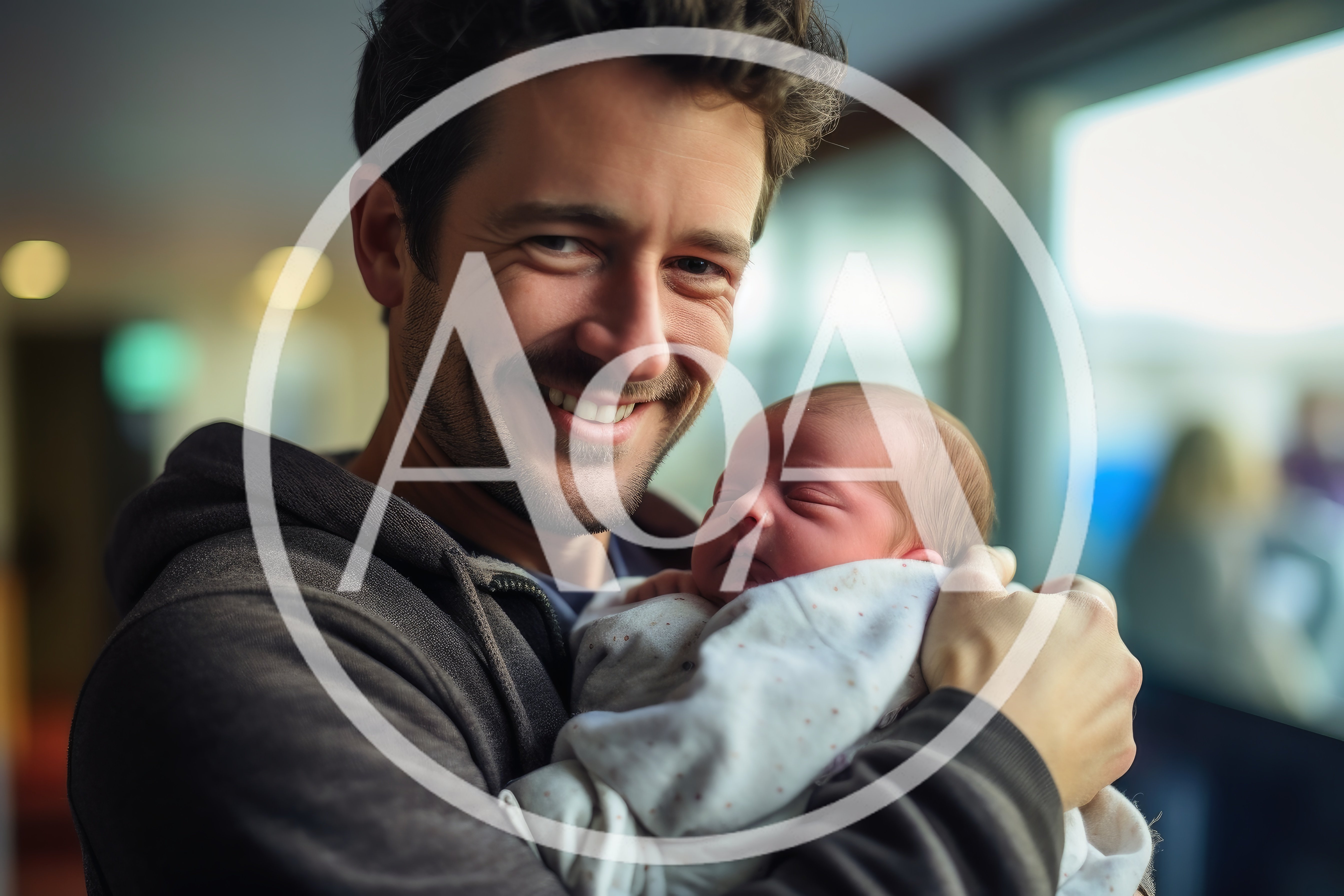 Happy Father Holding His Newborn Baby