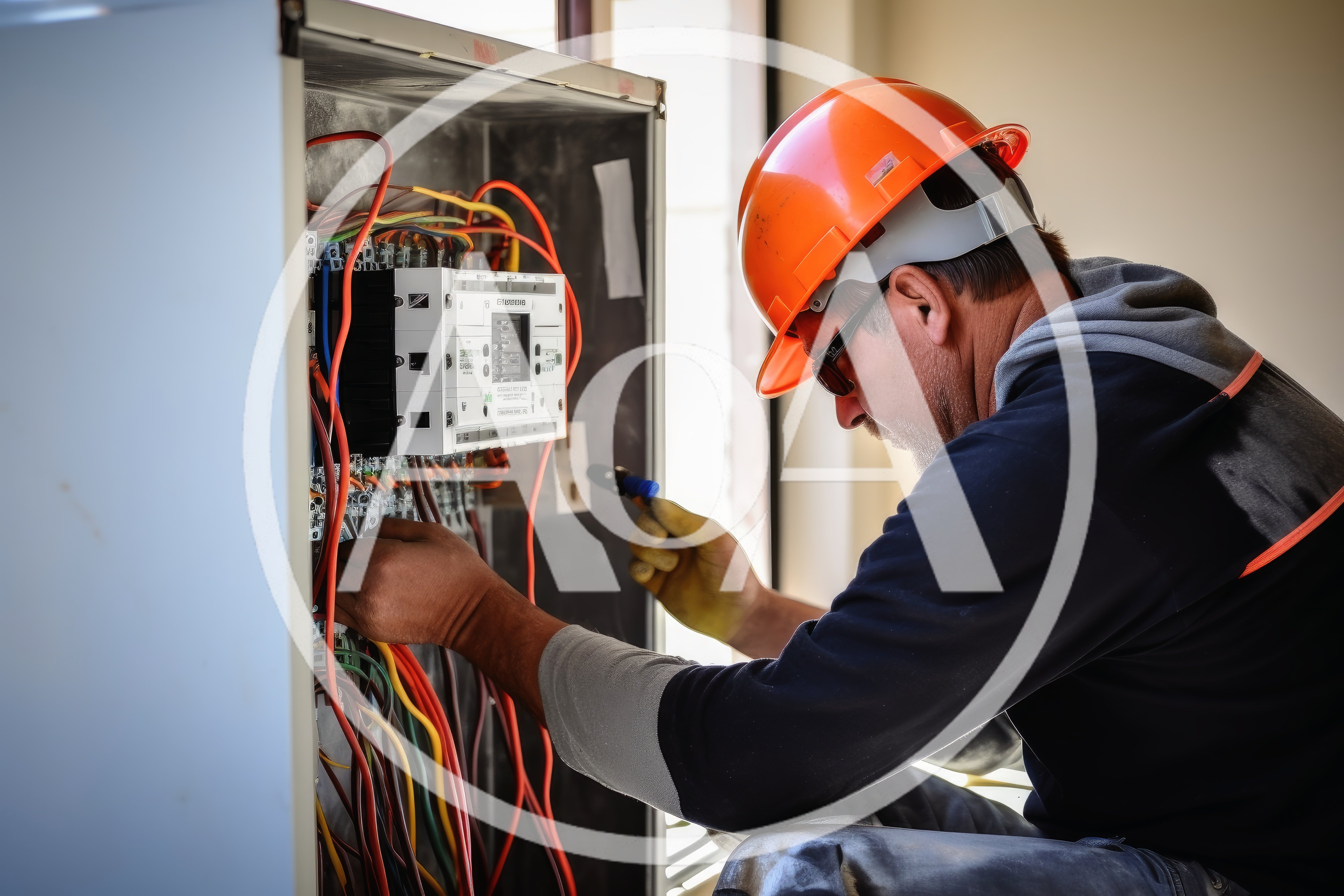 Electrician Working On Industrial Electrical Control Panel