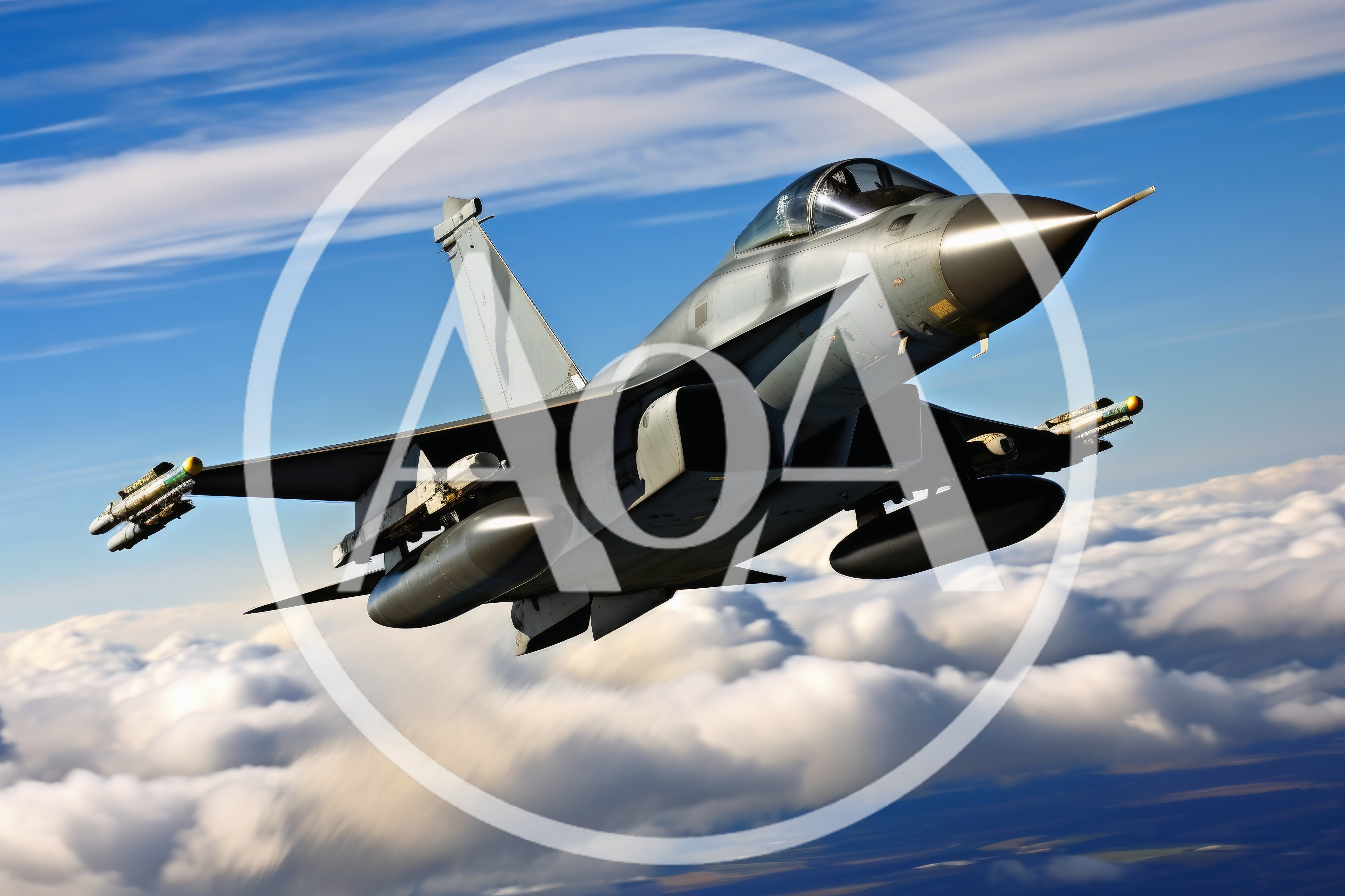 Modern Fighter Jet Flying Above Clouds