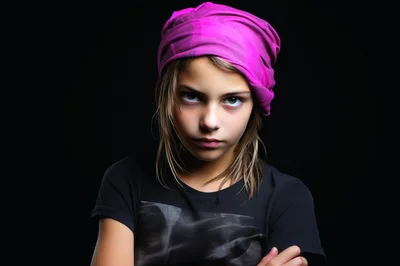 Portrait Of A Young Girl Wearing A Pink Beanie