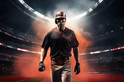 Professional Baseball Player Walking Onto Stadium Field