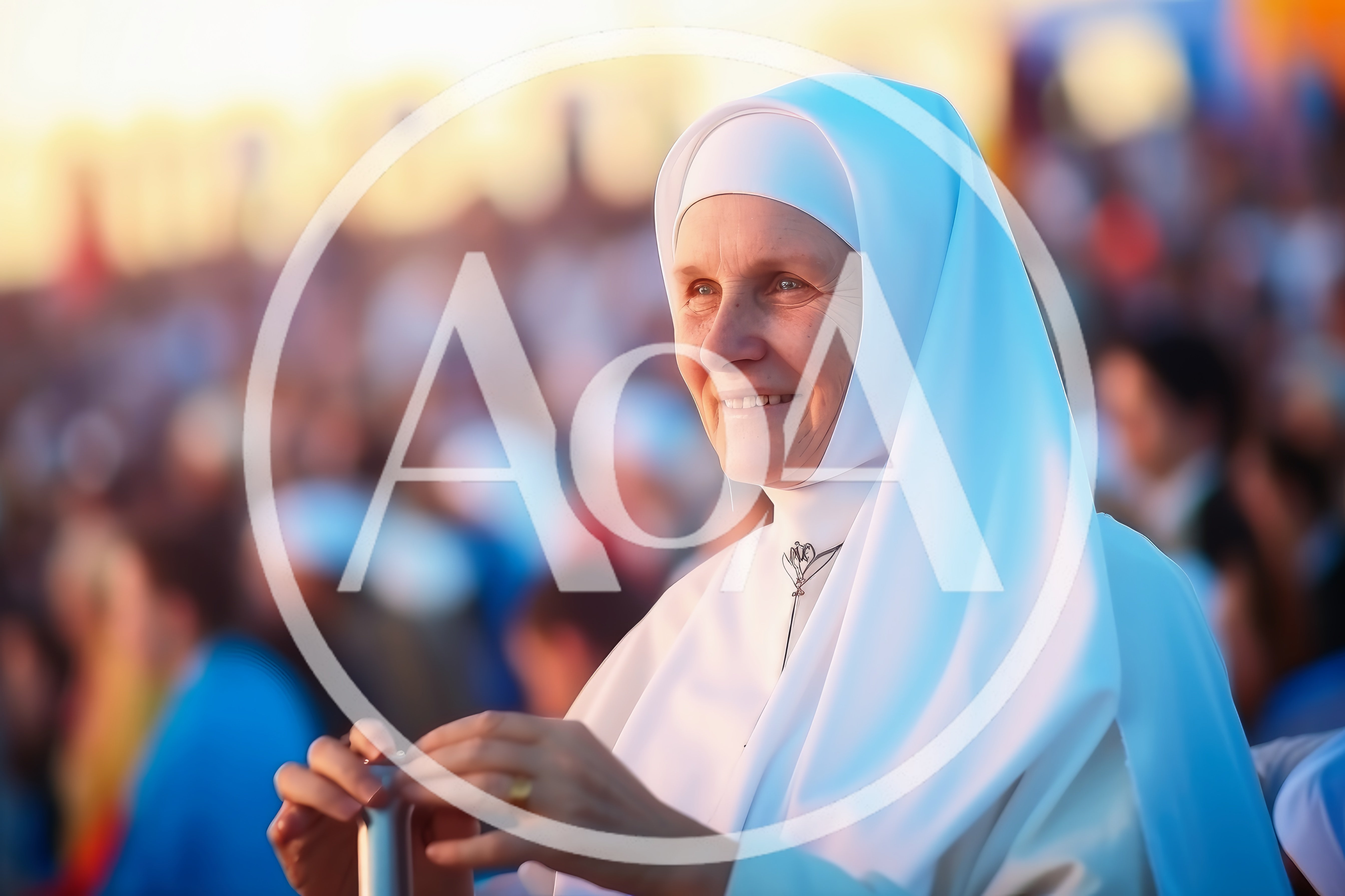 Smiling Nun Wearing Traditional White Habit