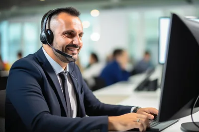 Professional Customer Support Agent Working In Modern Office