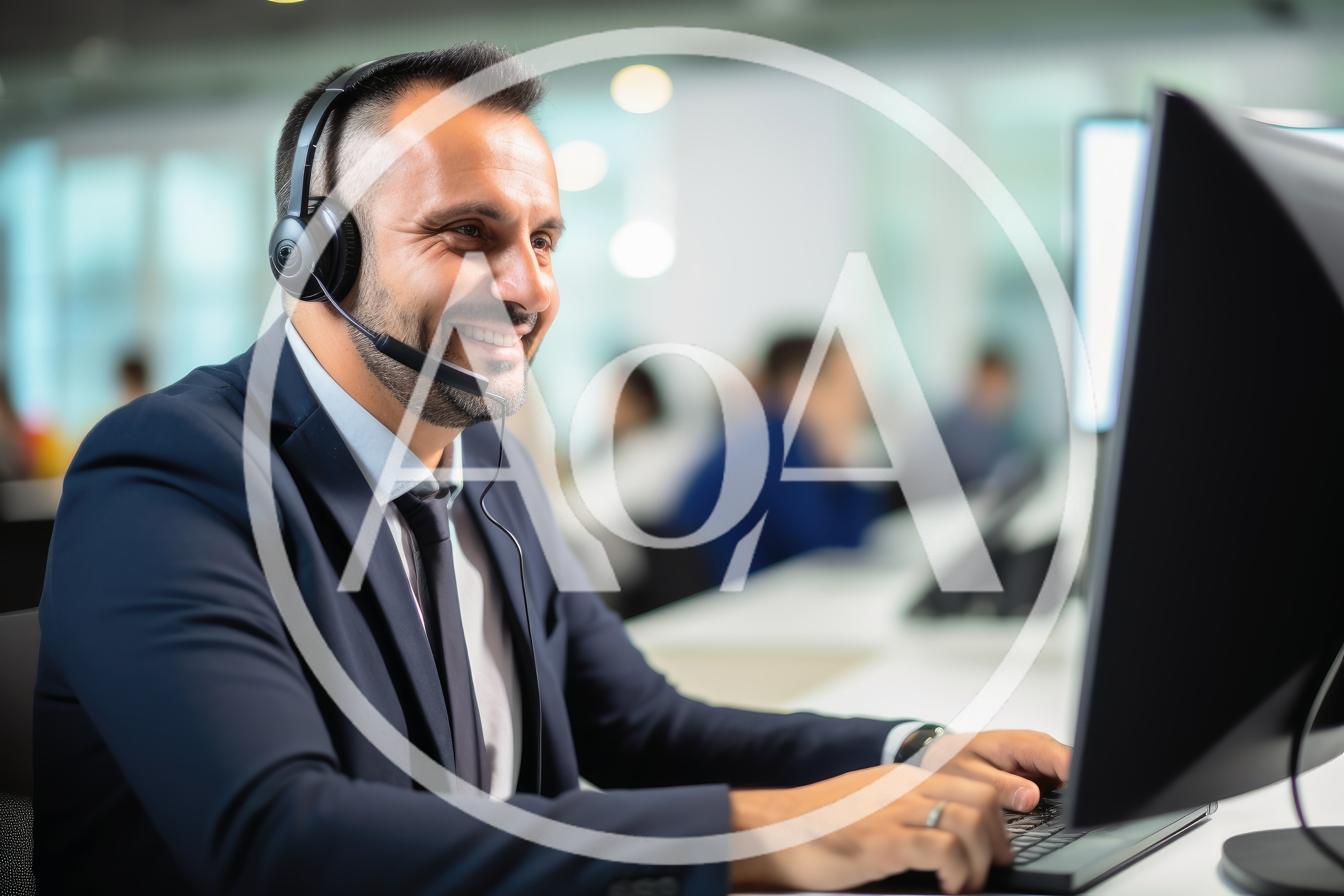 Professional Customer Support Agent Working In Modern Office