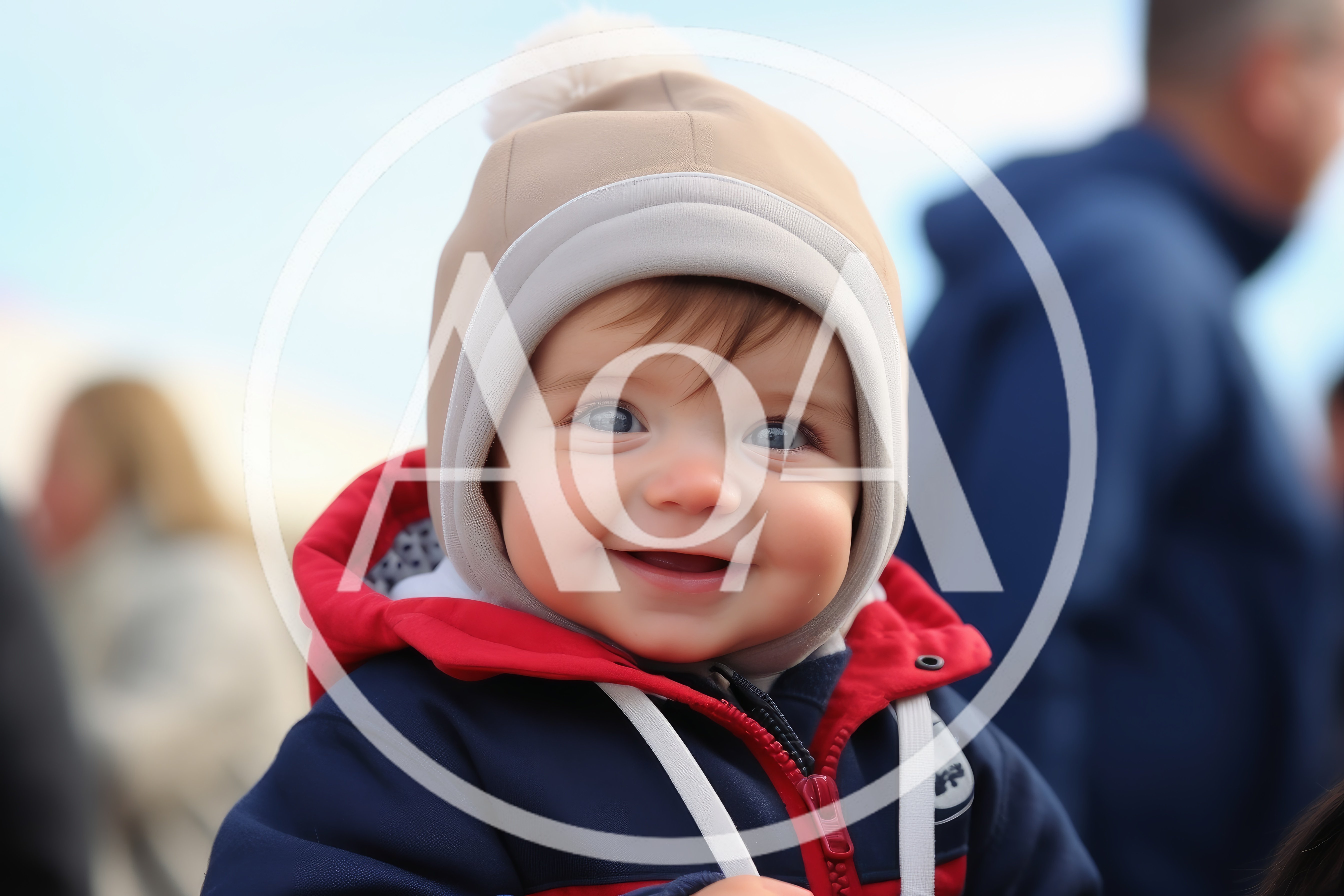 Happy Baby Wearing A Winter Hat And Jacket