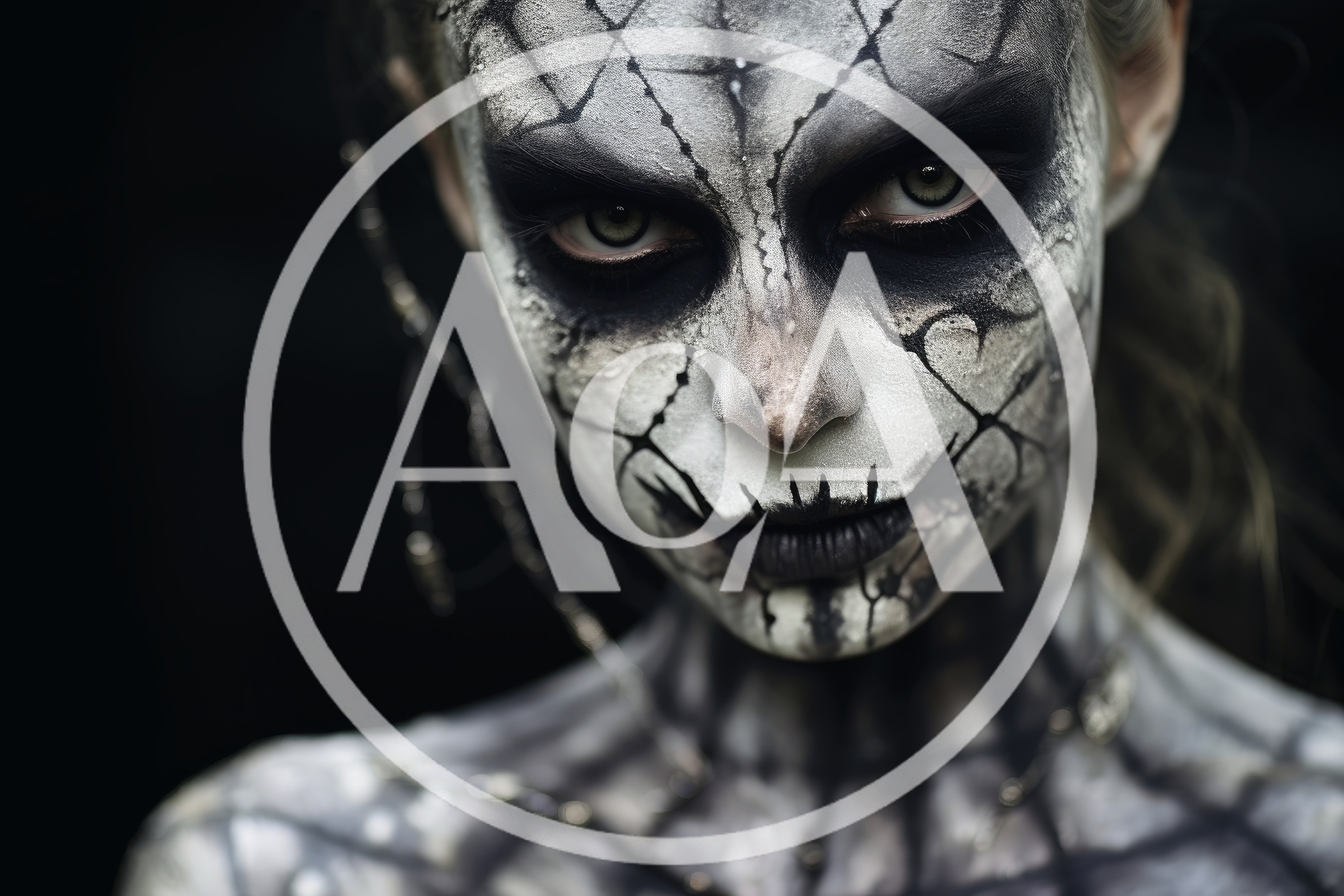 Close Up Portrait Of Woman With Creepy Halloween Makeup