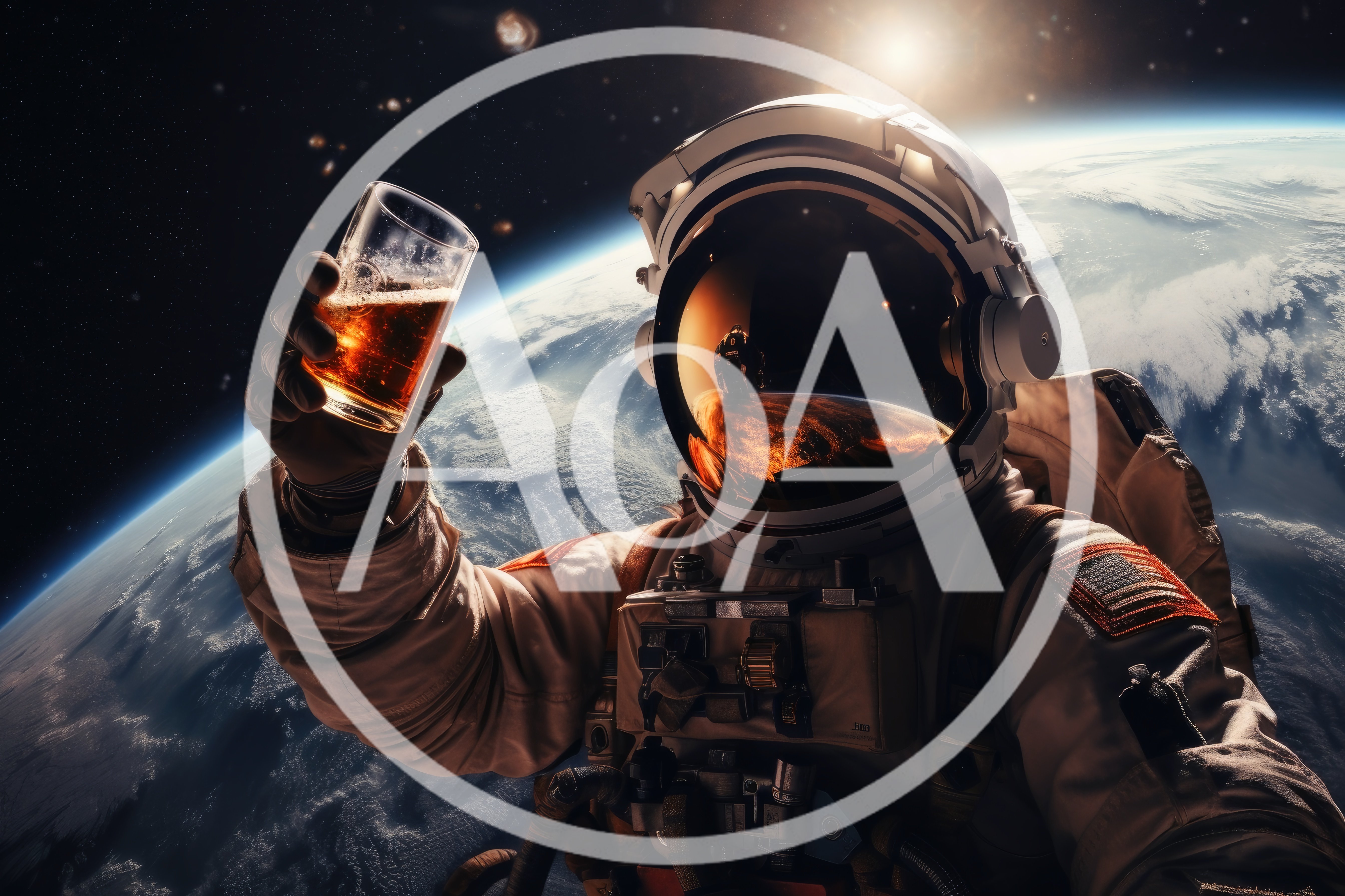 Astronaut Holding A Glass Of Whiskey In Space