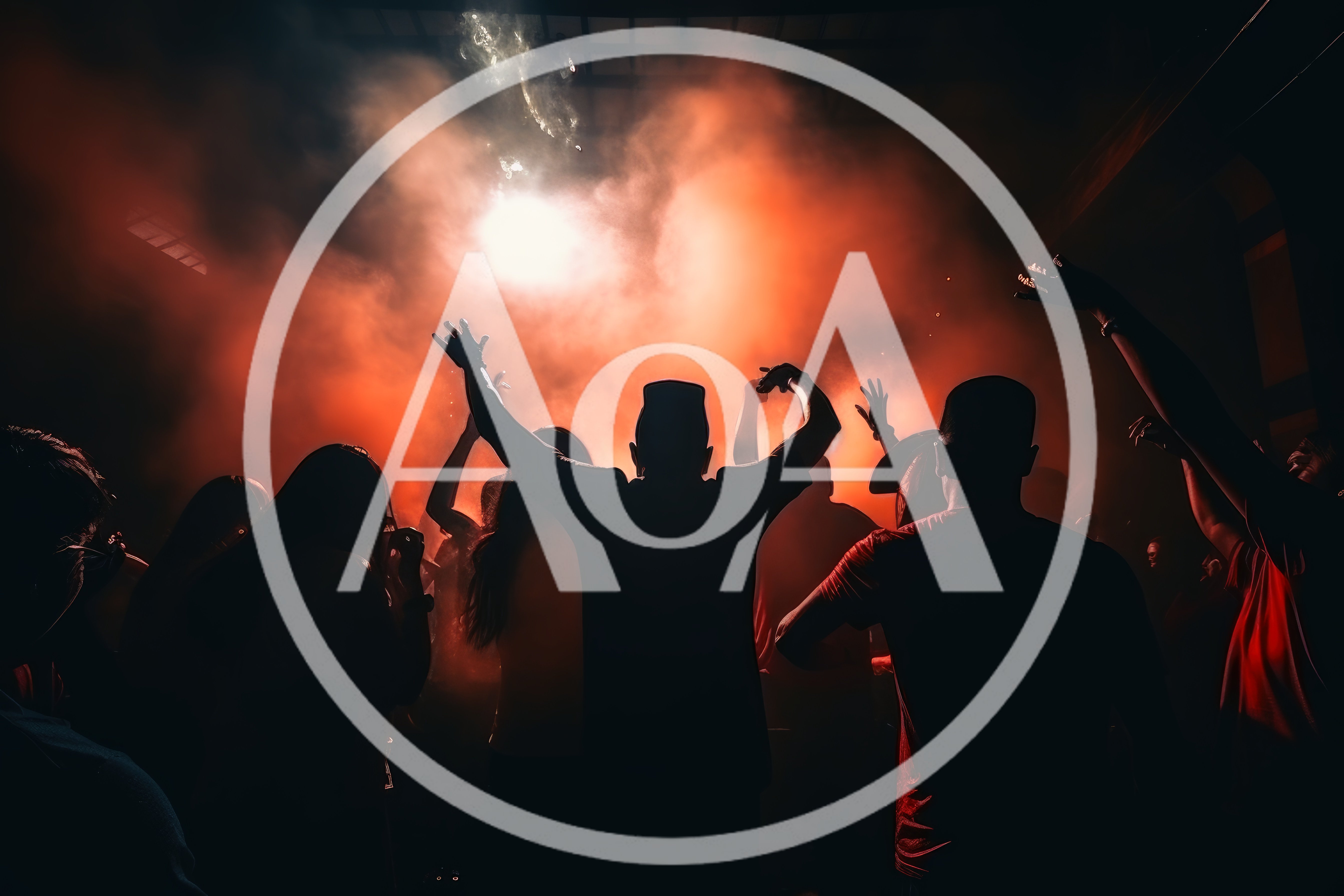Crowd Dancing at a Nightclub with Red Stage Lighting