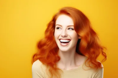 Portrait Of A Joyful Woman With Vibrant Red Hair