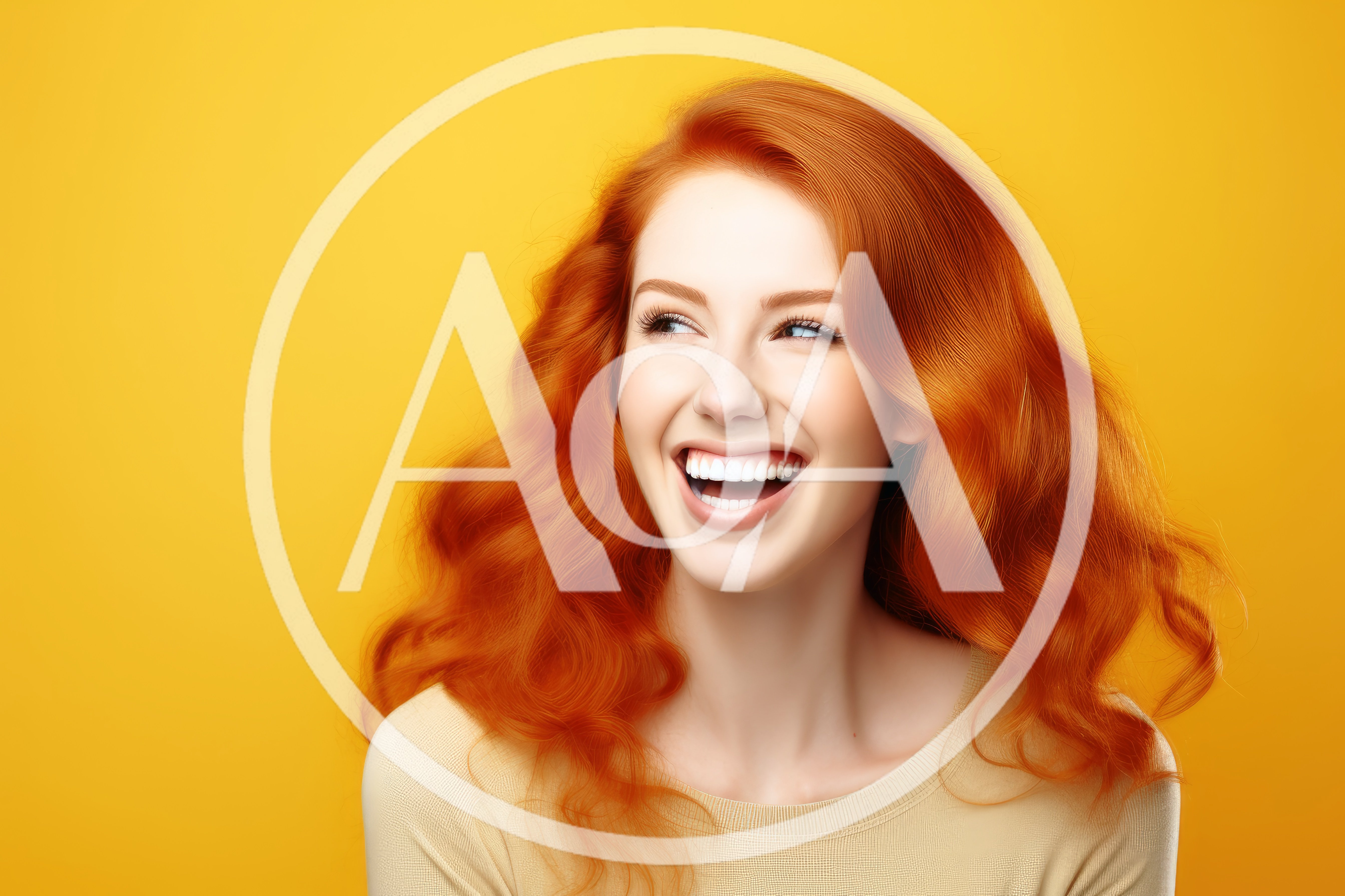 Portrait Of A Joyful Woman With Vibrant Red Hair
