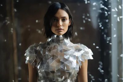 Portrait Of A Woman In A Geometric Glass Dress