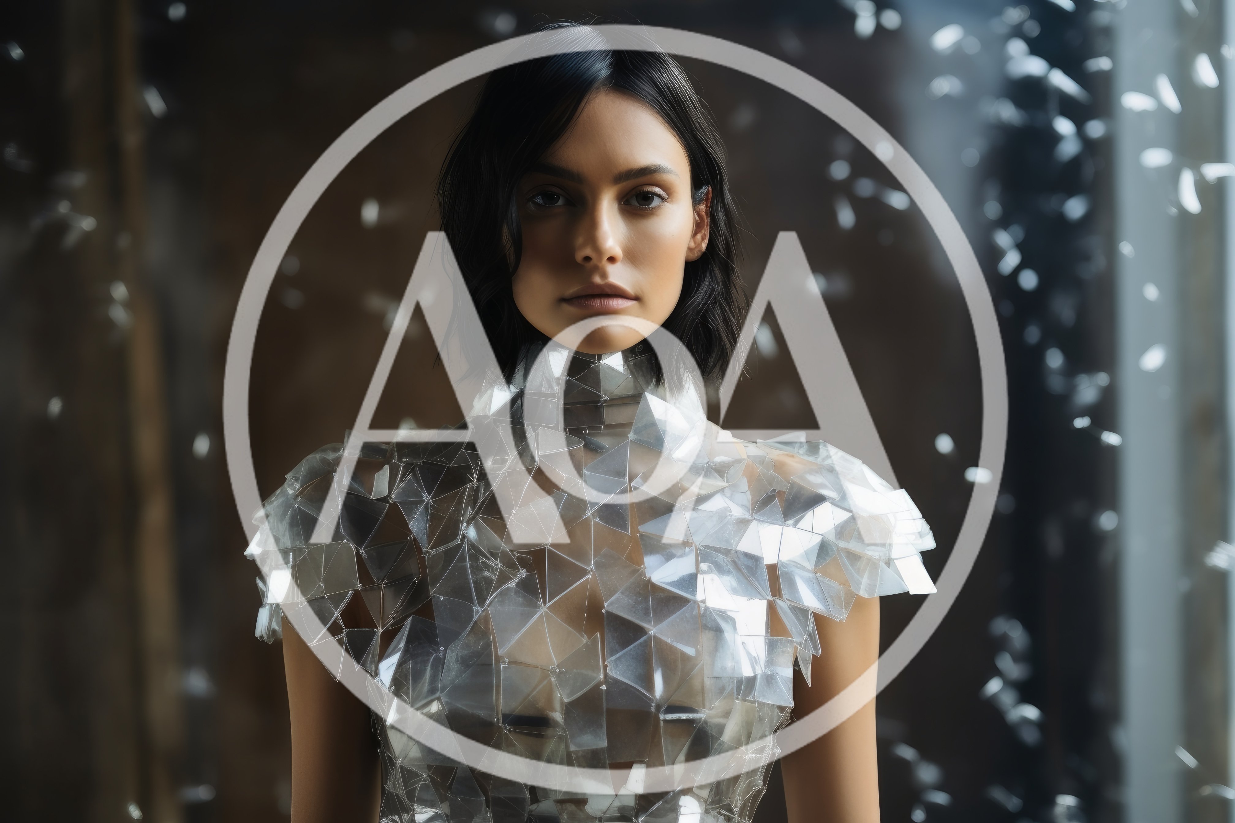 Portrait Of A Woman In A Geometric Glass Dress