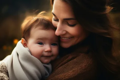 Mother Holding Her Baby In A Warm Embrace