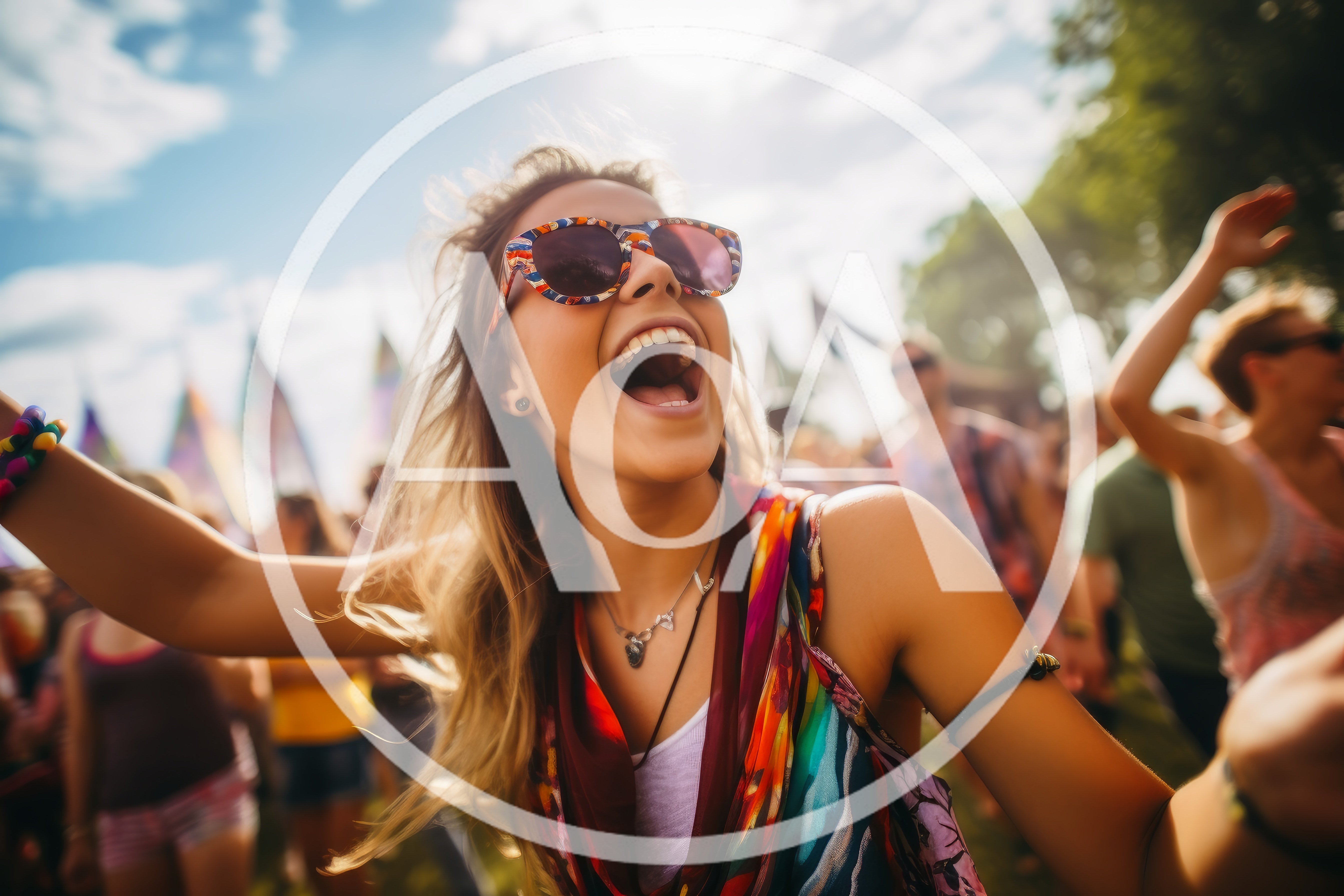 Young Woman Dancing Joyfully At An Outdoor Music Festival
