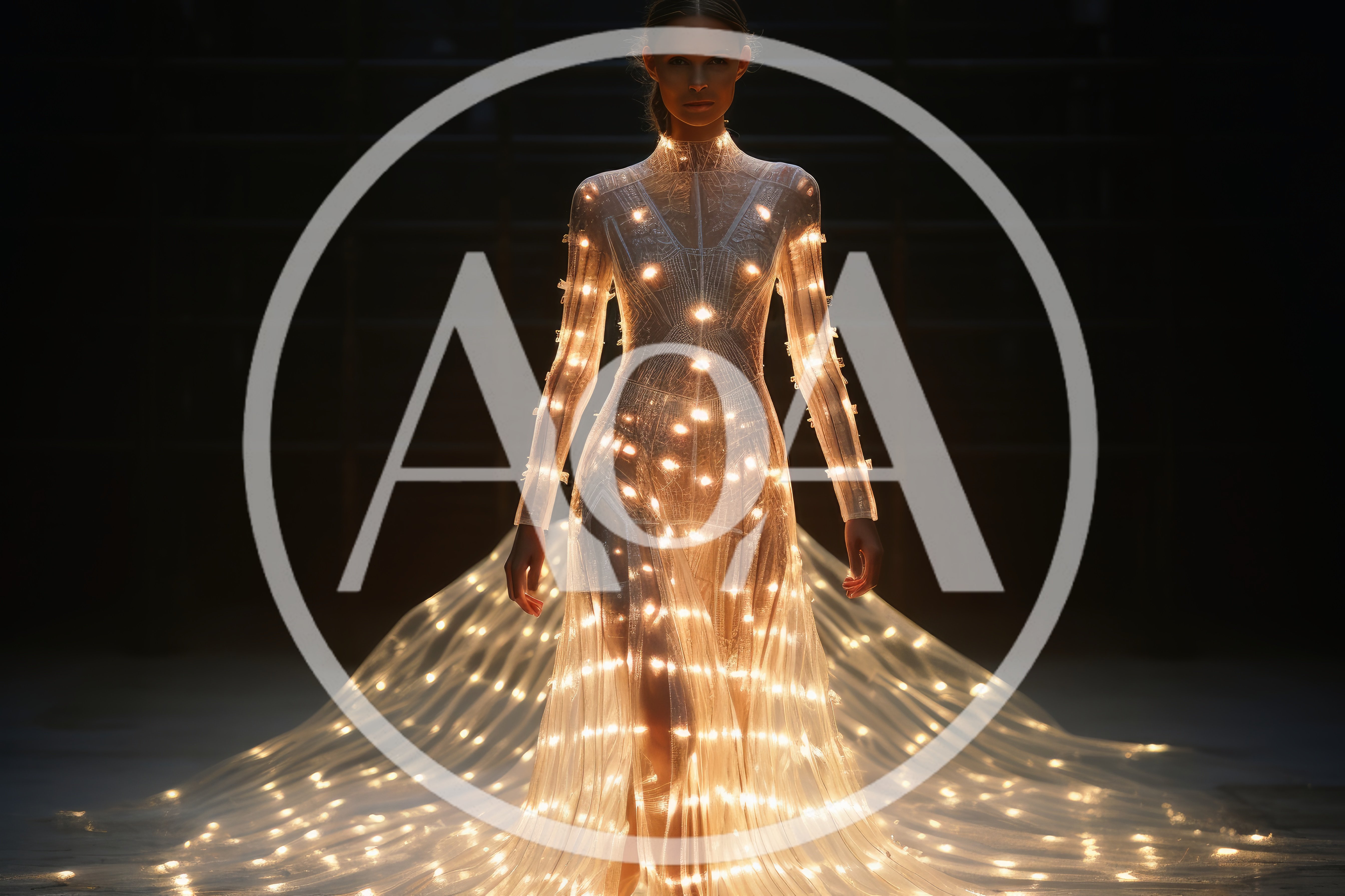 Model Wearing A Glowing LED Light Dress