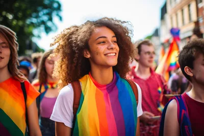 Diverse Group Participating In A Vibrant Pride Parade