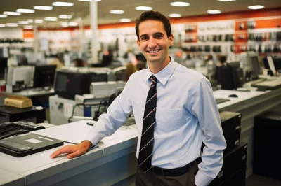 Professional Office Worker Standing At A Service Counter