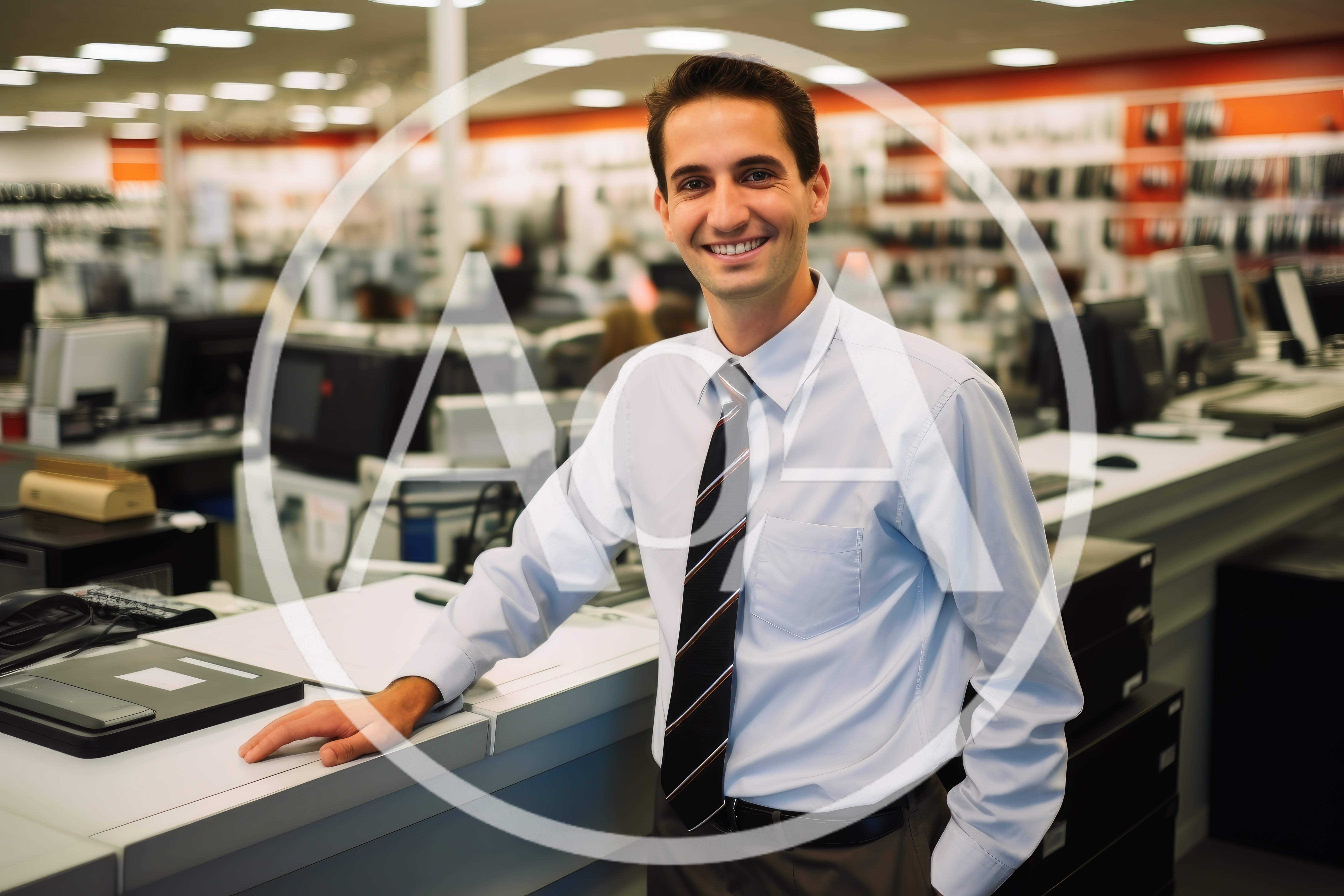 Professional Office Worker Standing At A Service Counter