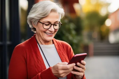 Senior Woman Using Smartphone Outdoors