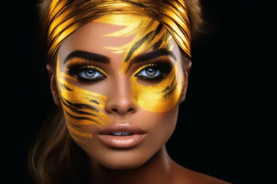 Portrait Of A Woman With Gold Face Paint