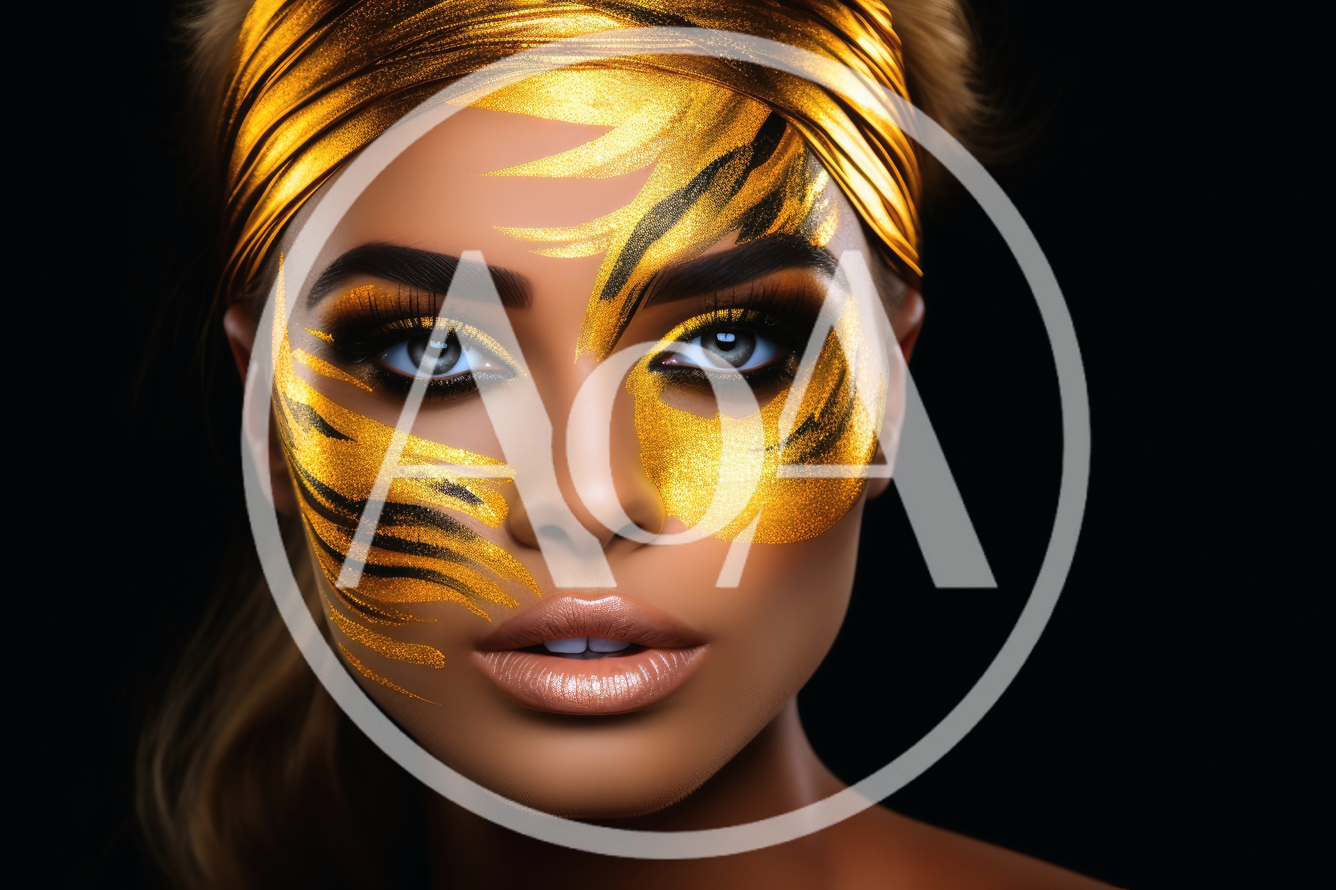 Portrait Of A Woman With Gold Face Paint