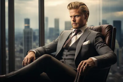 Successful Businessman Sitting In A Luxury Office Chair
