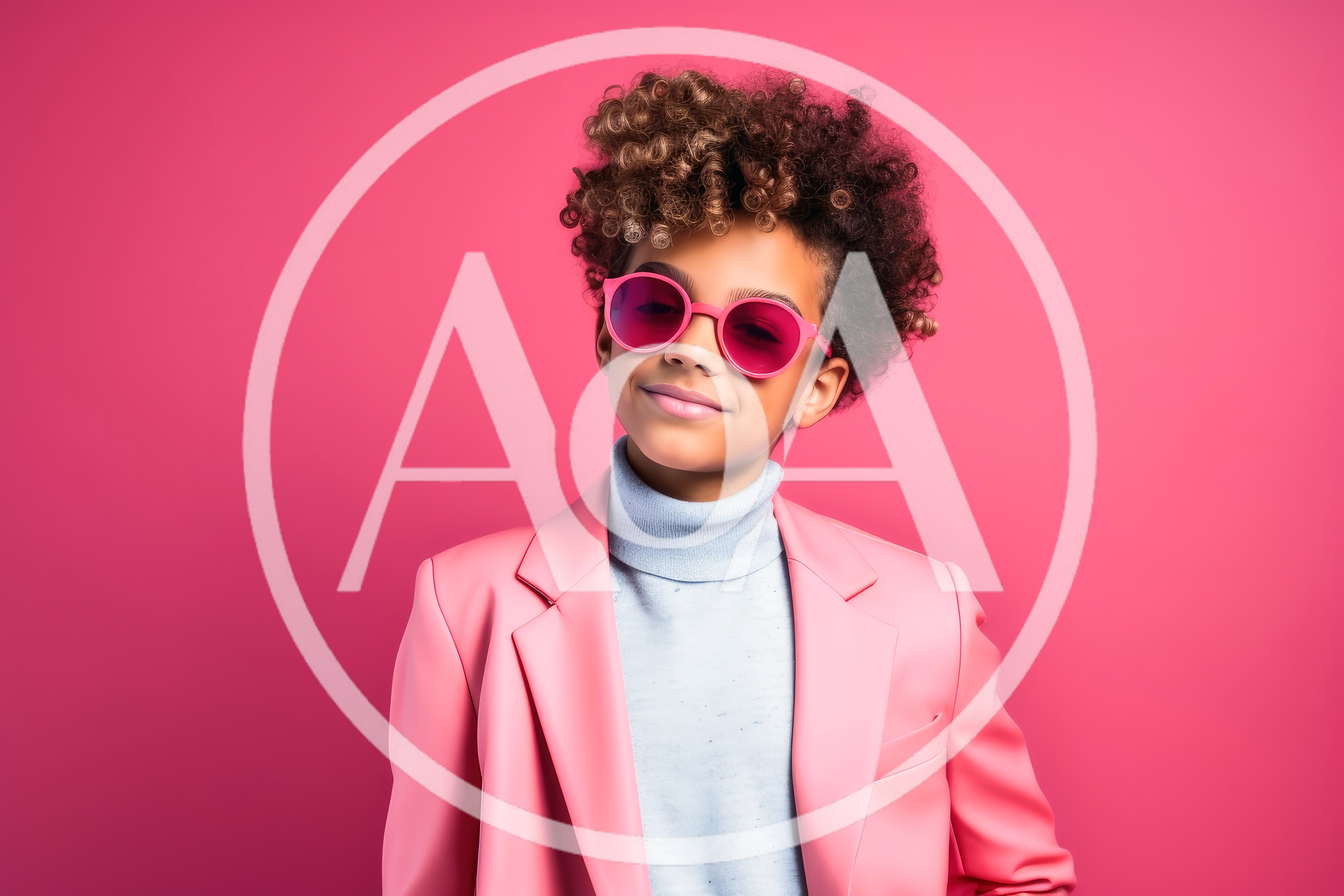 Stylish Young Girl Wearing Pink Sunglasses And Blazer