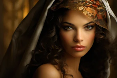 Portrait Of A Beautiful Woman With Curly Hair