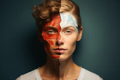 Portrait Of Person With Split Face Paint