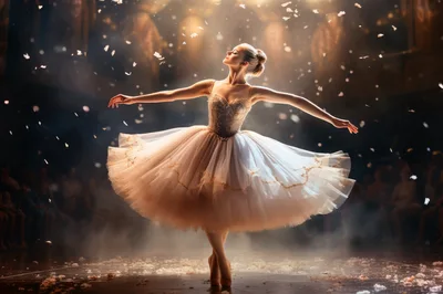 Ballerina Performing Graceful Dance On Stage