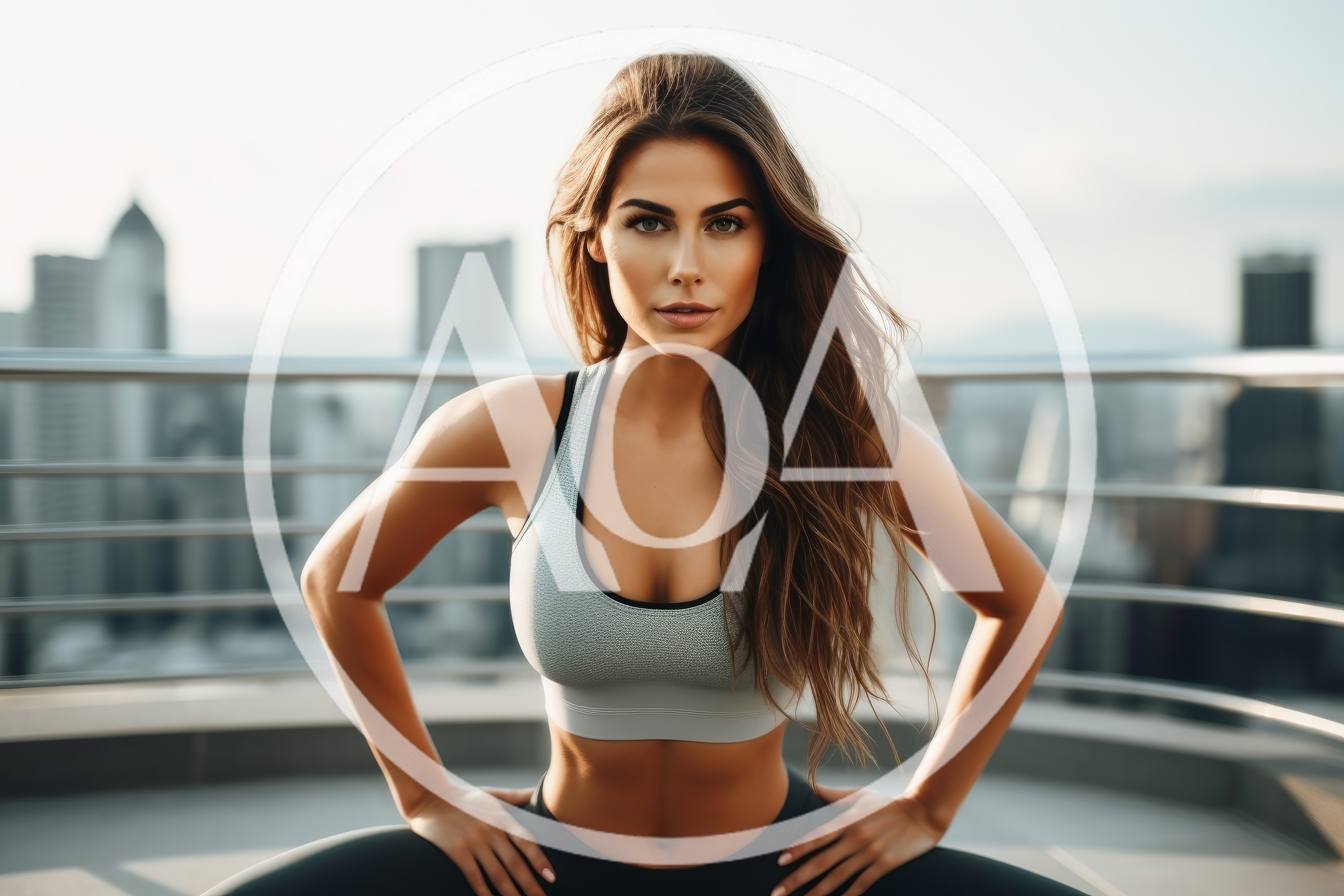 Fit Woman Performing Squats On City Rooftop