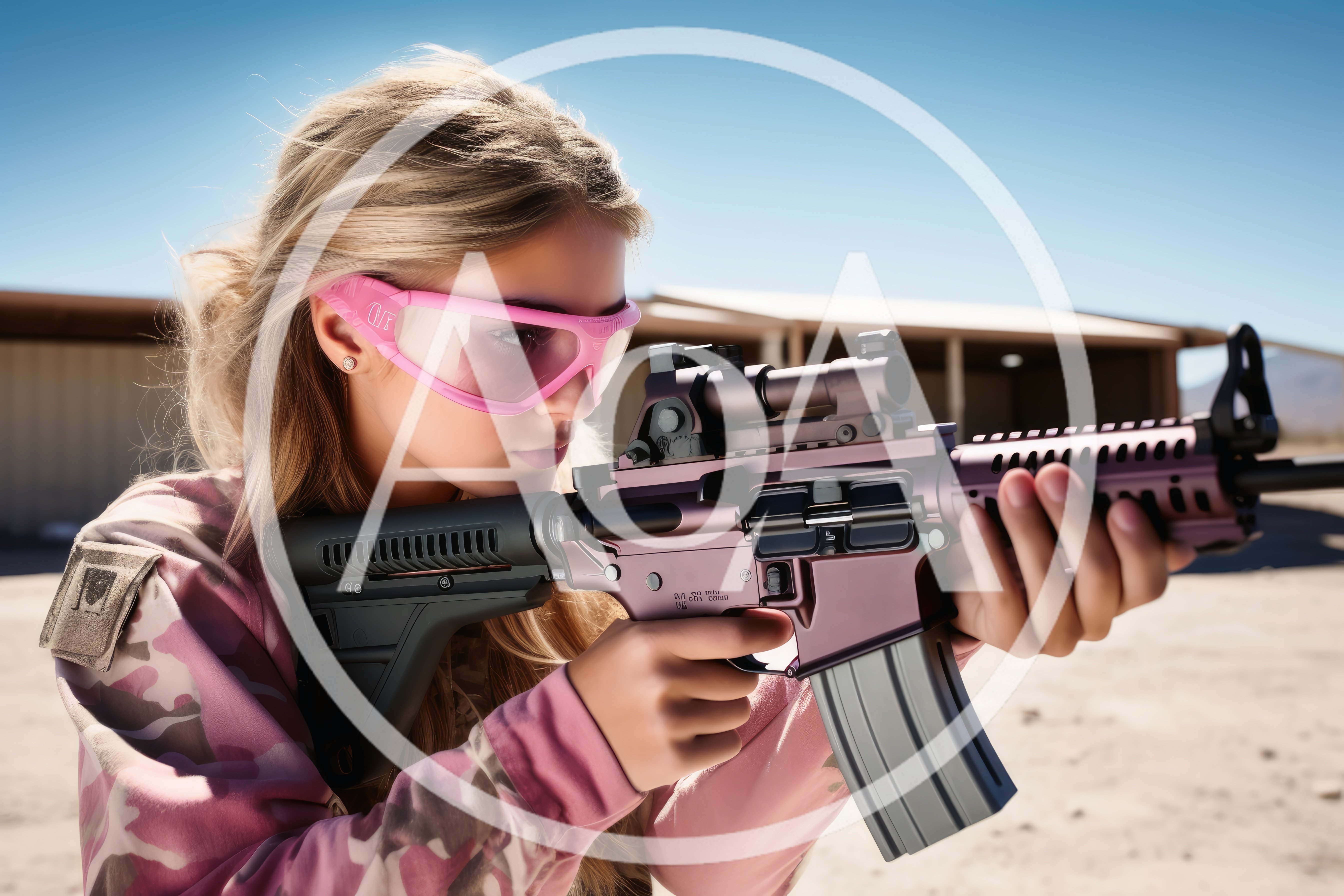 Young Woman Practicing Target Shooting At Outdoor Range