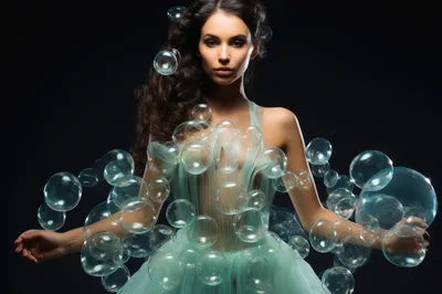 Fashion Model Wearing A Bubble Inspired Dress