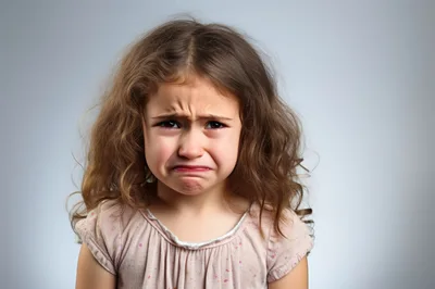 Portrait Of A Sad Little Girl Crying