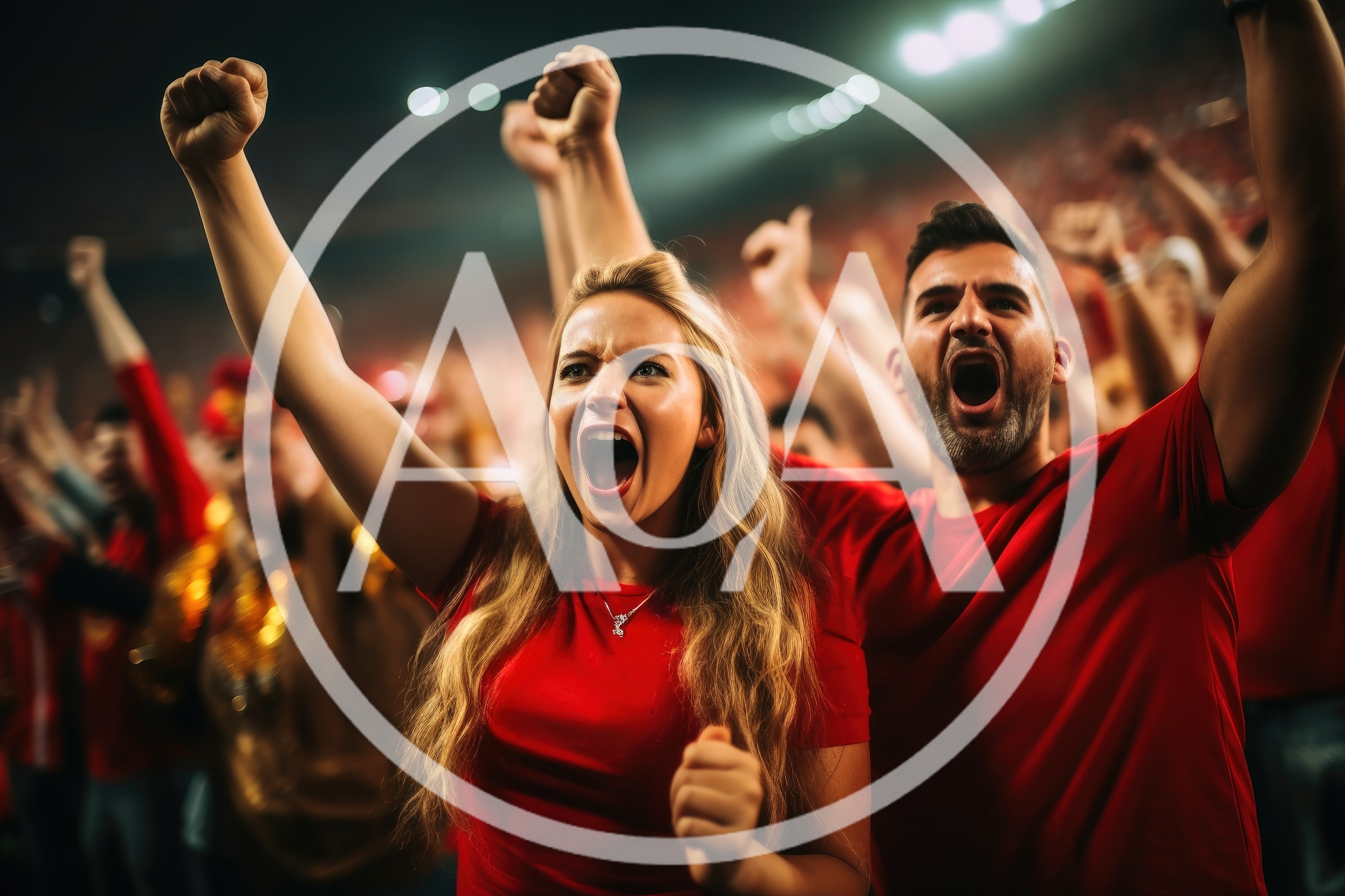 Excited Sports Fans Cheering In A Stadium