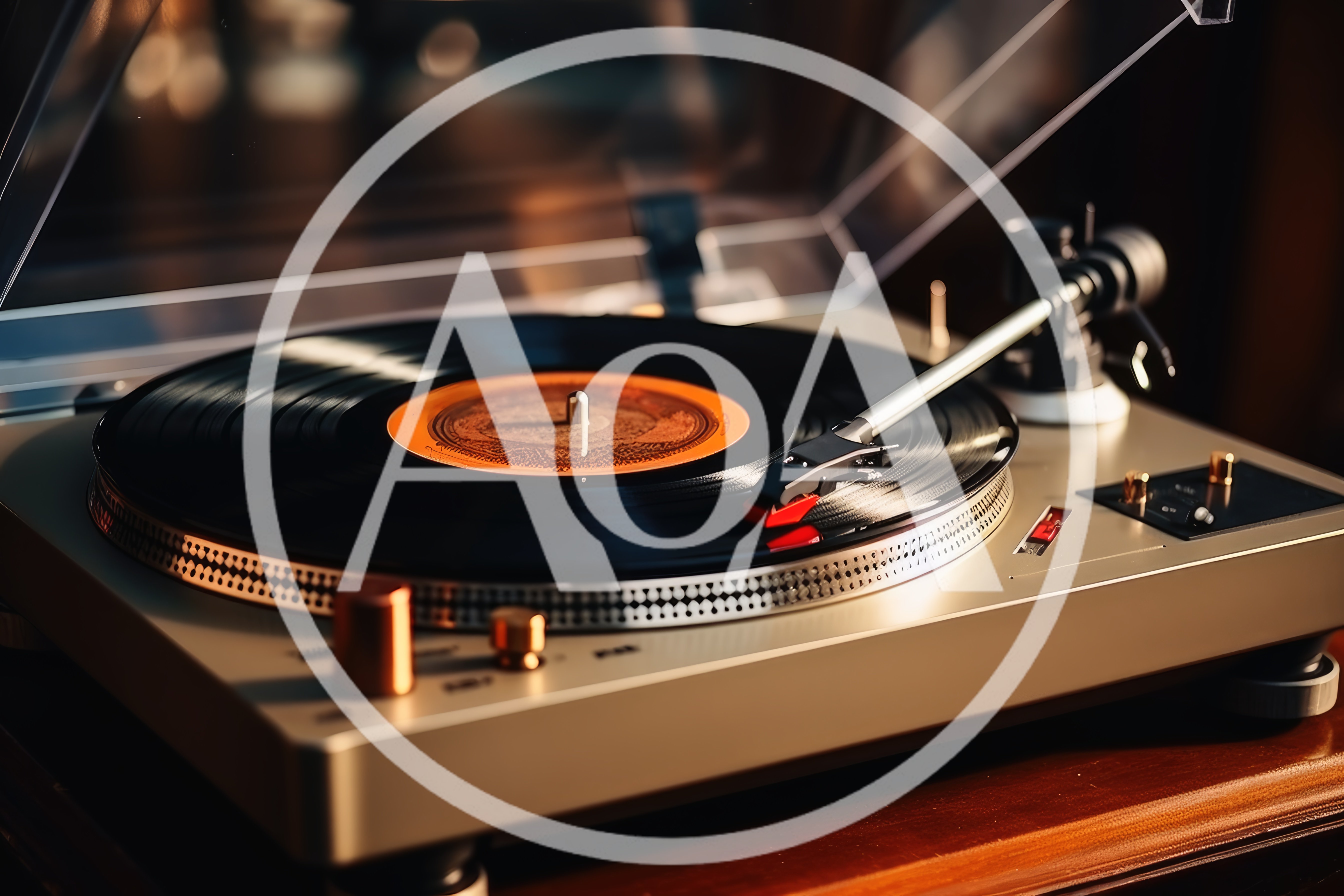 Vintage Turntable Playing A Vinyl Record