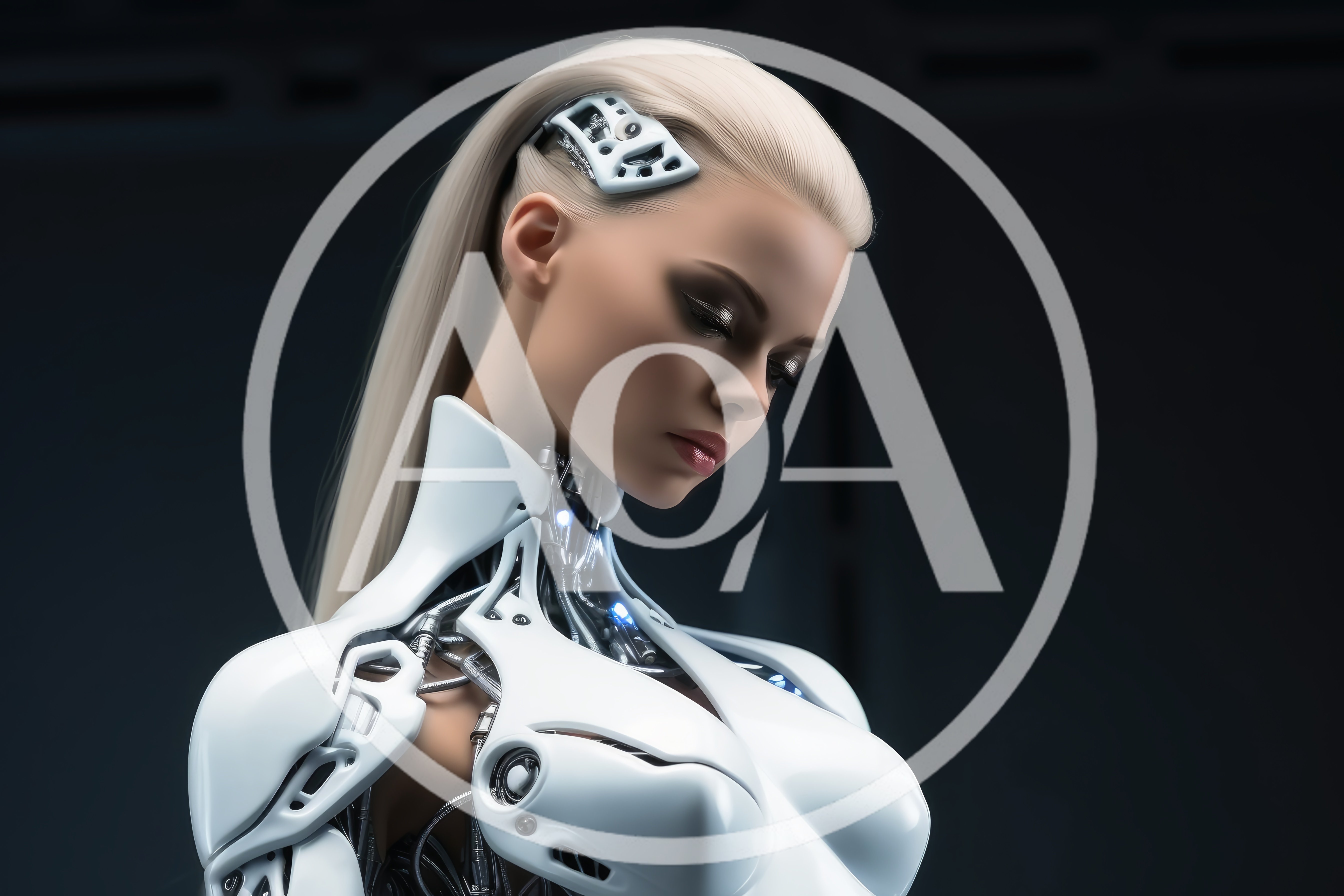 Portrait Of A Futuristic Blonde Android Cyborg