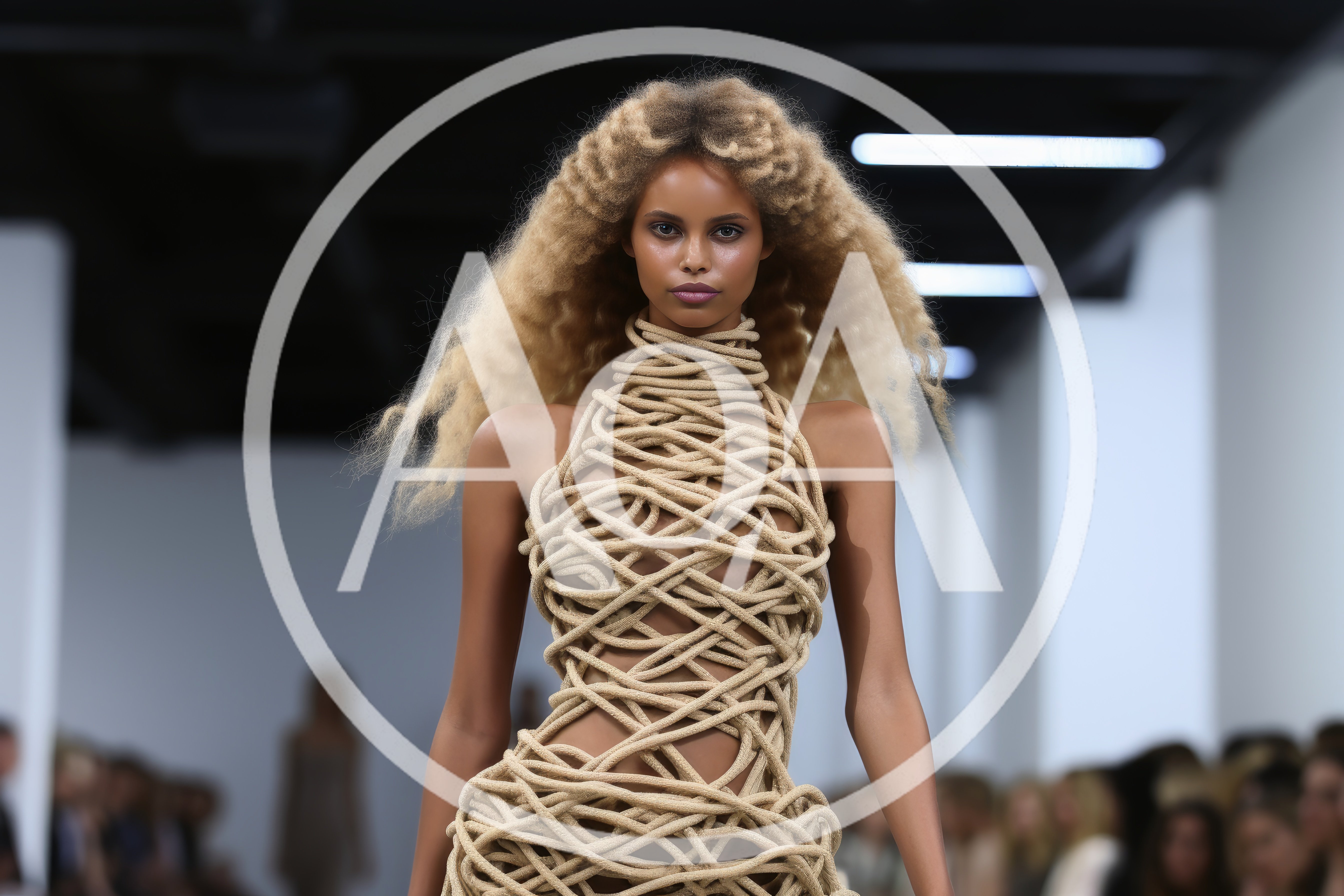 Fashion Model Wearing Avant Garde Rope Dress